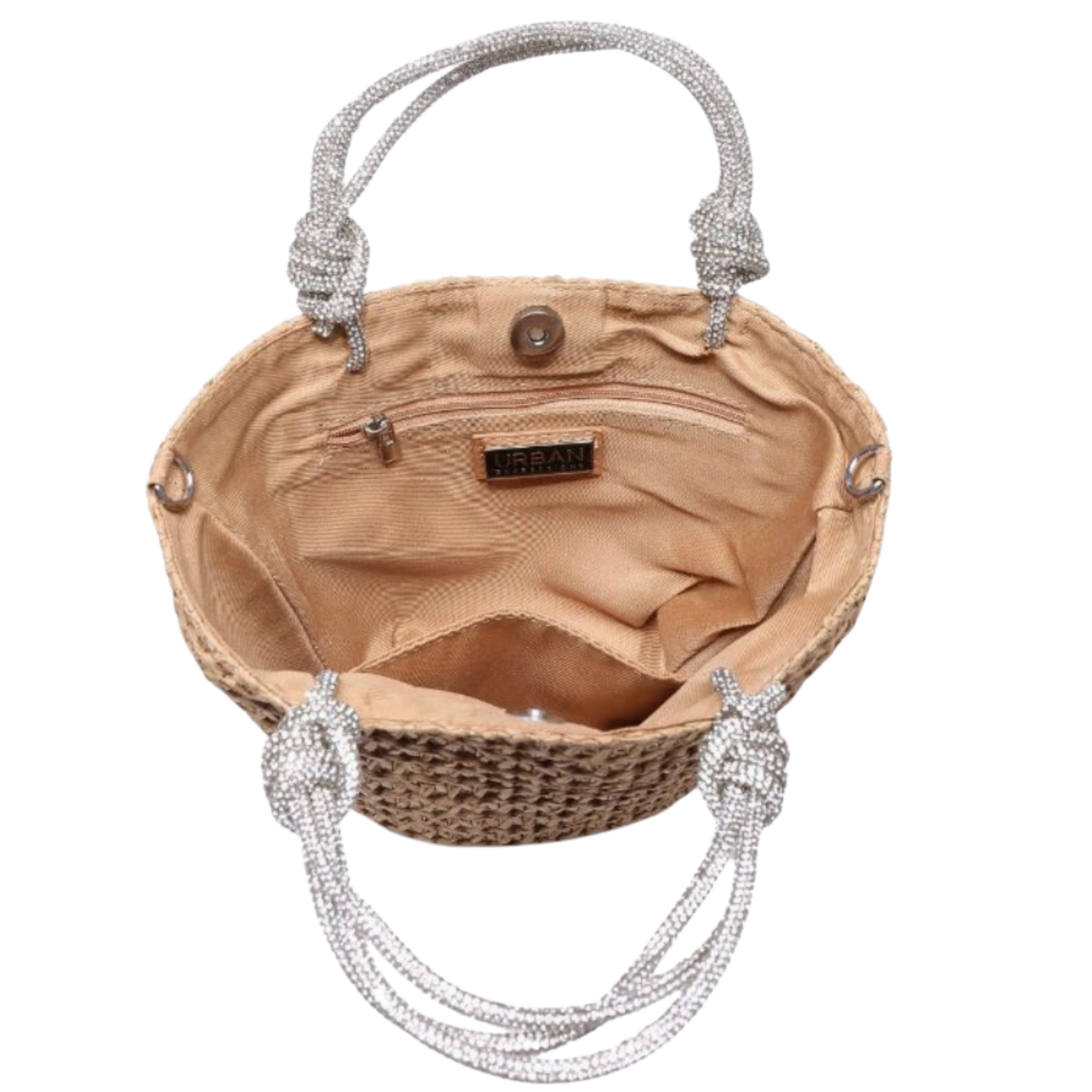 Gaia Straw Mini Tote with Crystal Handles