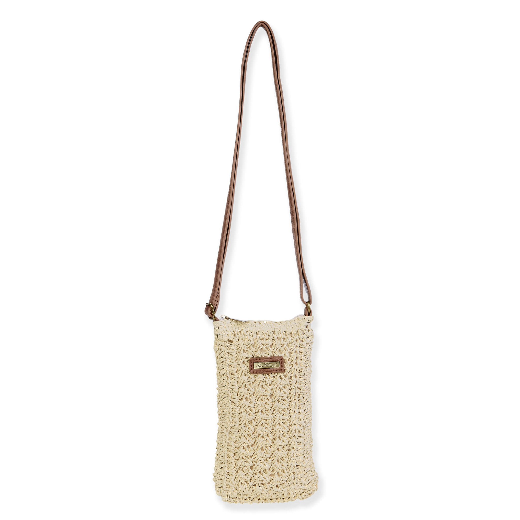 Sun n Sand paper crochet phone crossbody bag with adjustable strap and stylish design, perfect for carrying essentials.