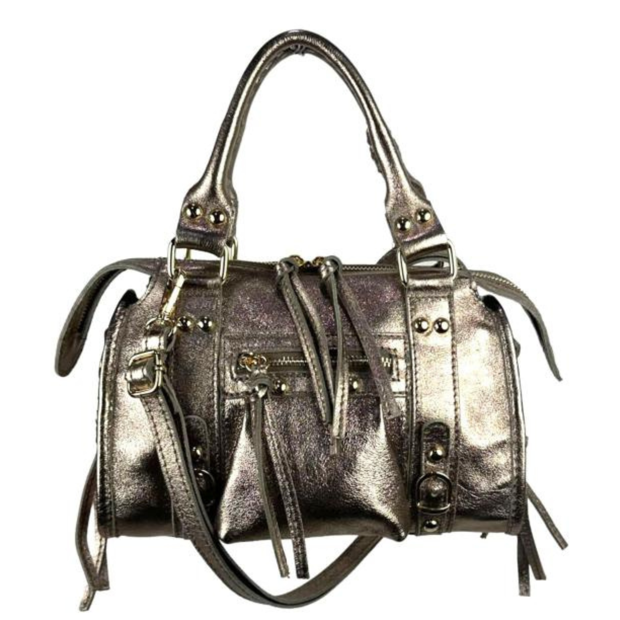 Italian Leather Handbag with Shiny Effect