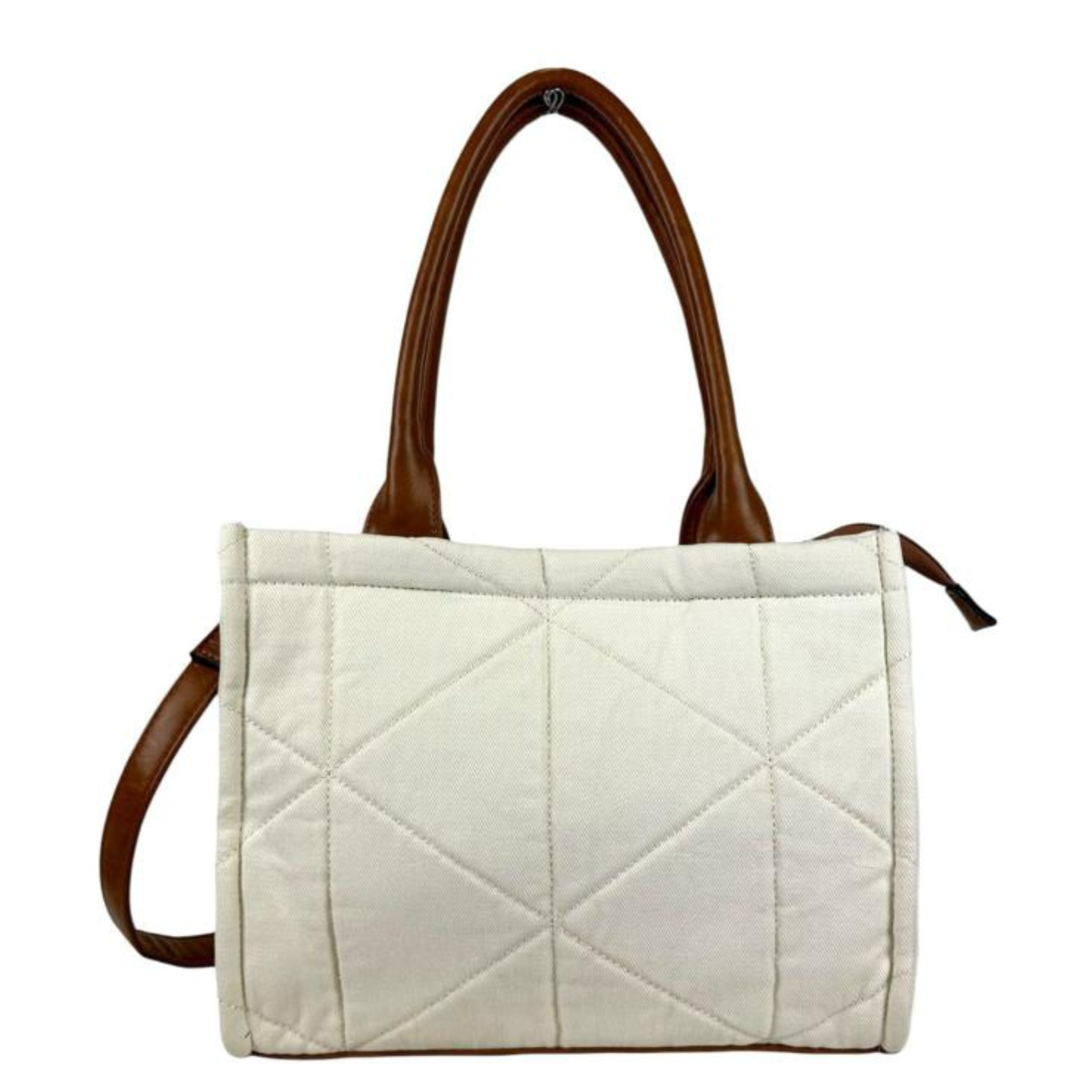 Quilted Canvas Bag with Long Handles and Back Pocket