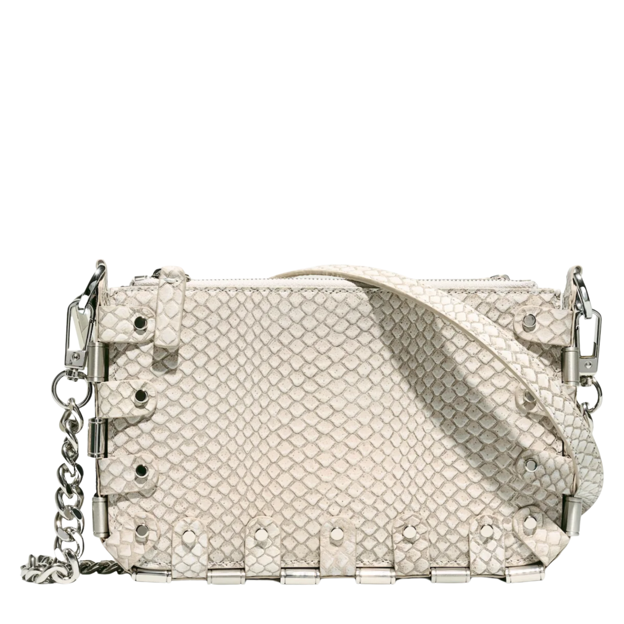 RAPT The Rapture Crossbody Bag in black with adjustable strap and sleek design, showing front view with zipper closure.
