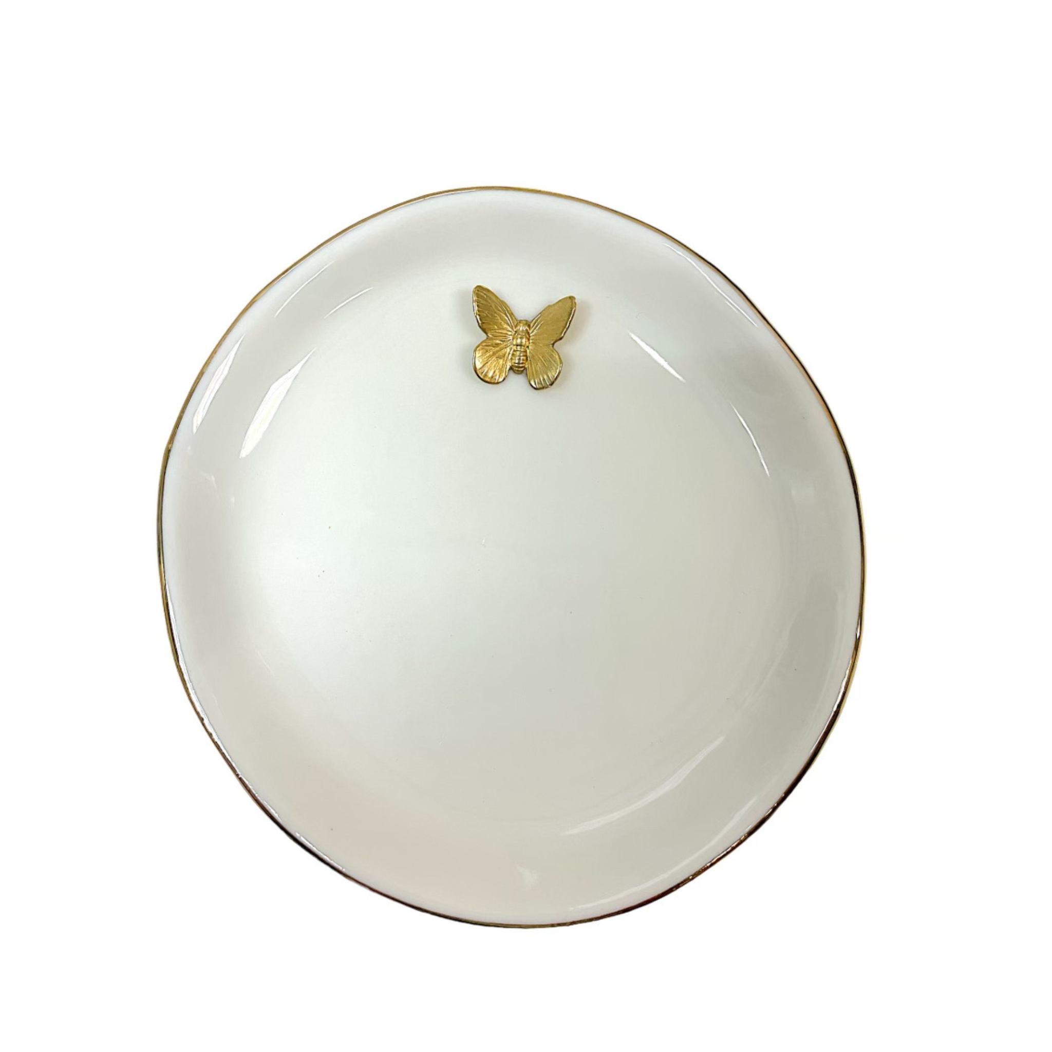 Small gold accent butterfly jewelry dish