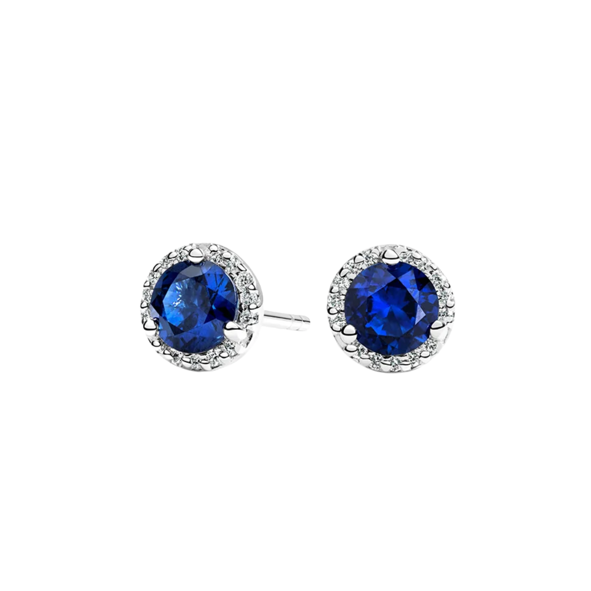 Silver Angel CZ sapphire halo stud earrings in 925 sterling silver