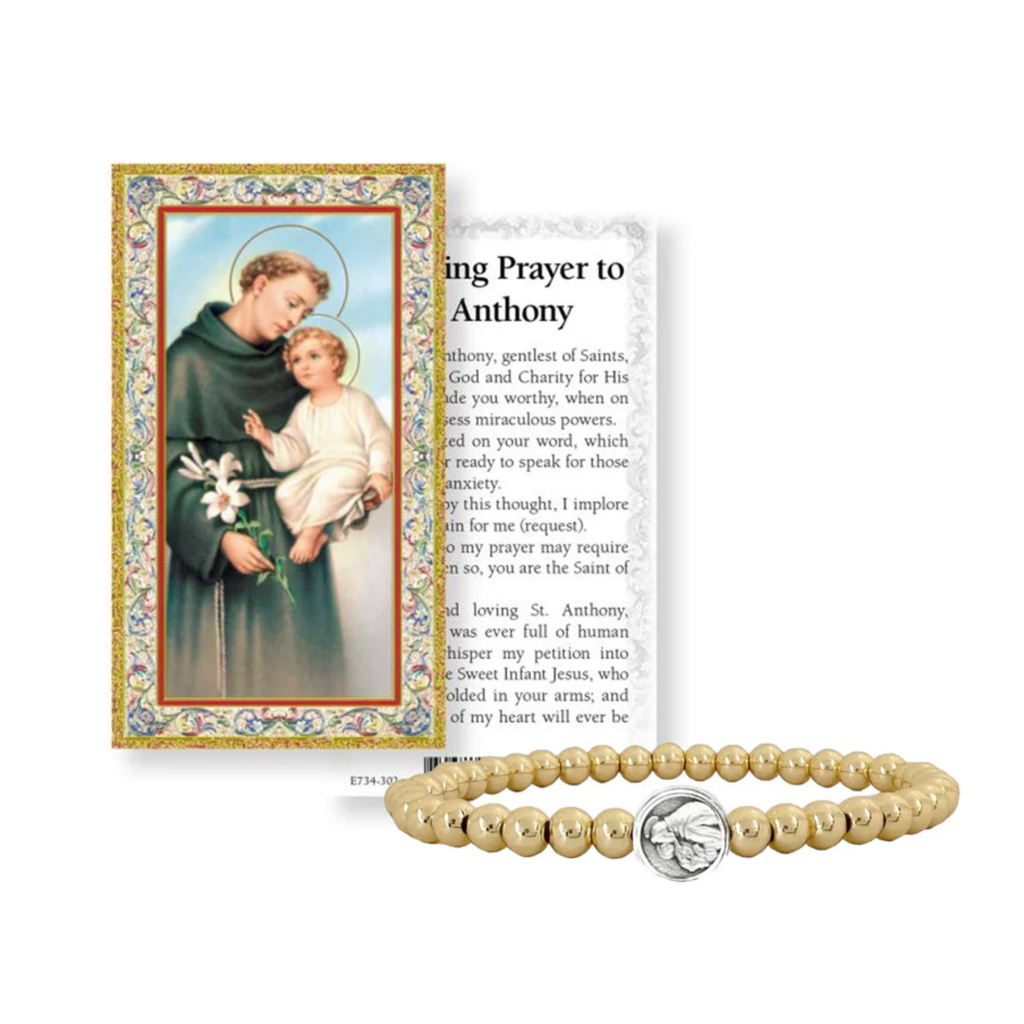 Subliminal Saint Anthony beaded bracelet by love lisa featuring colorful beads and a saint charm.