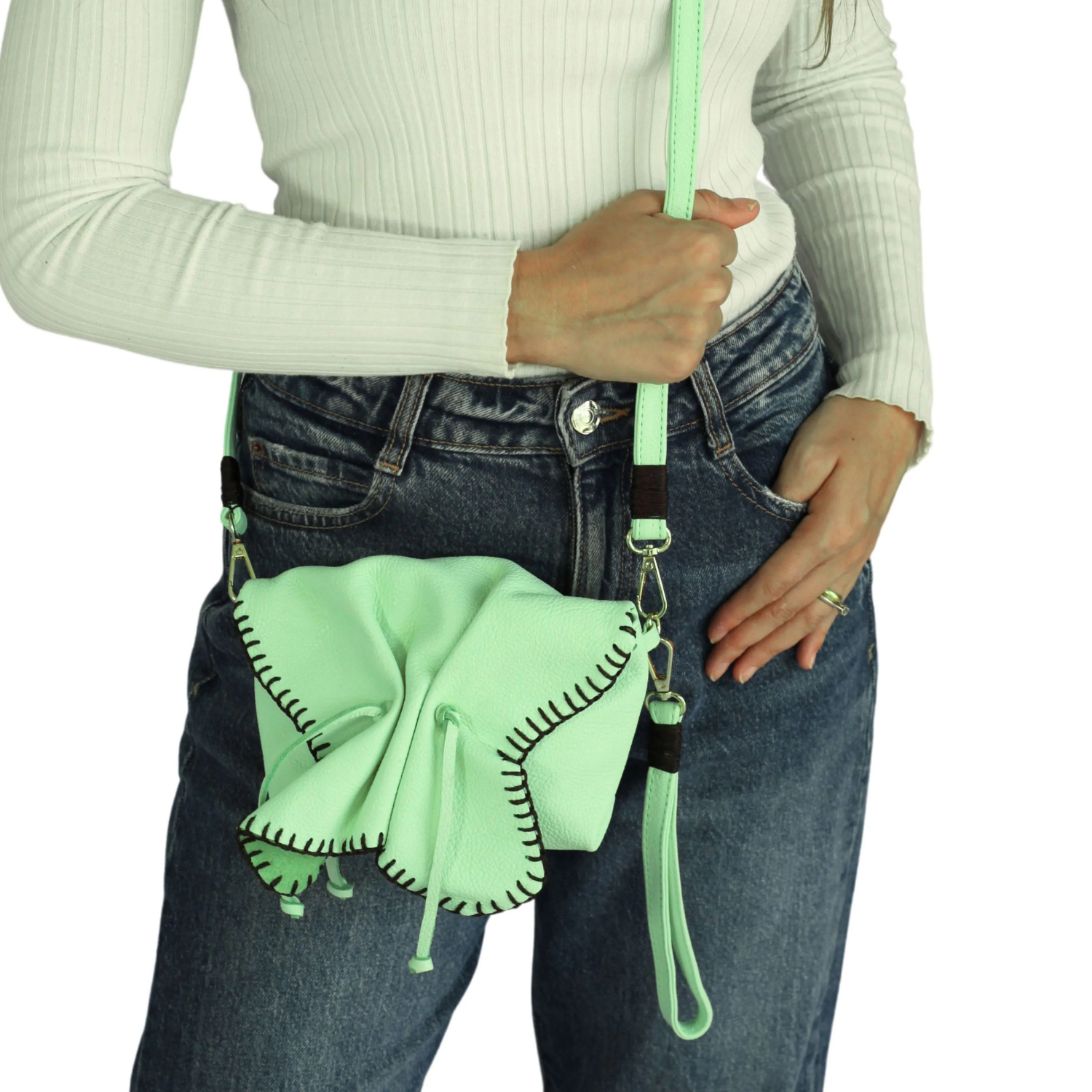 Carlos Falchi Mini Butterfly Crossbody Bag with adjustable strap and colorful butterfly design, lightweight and stylish accessory.