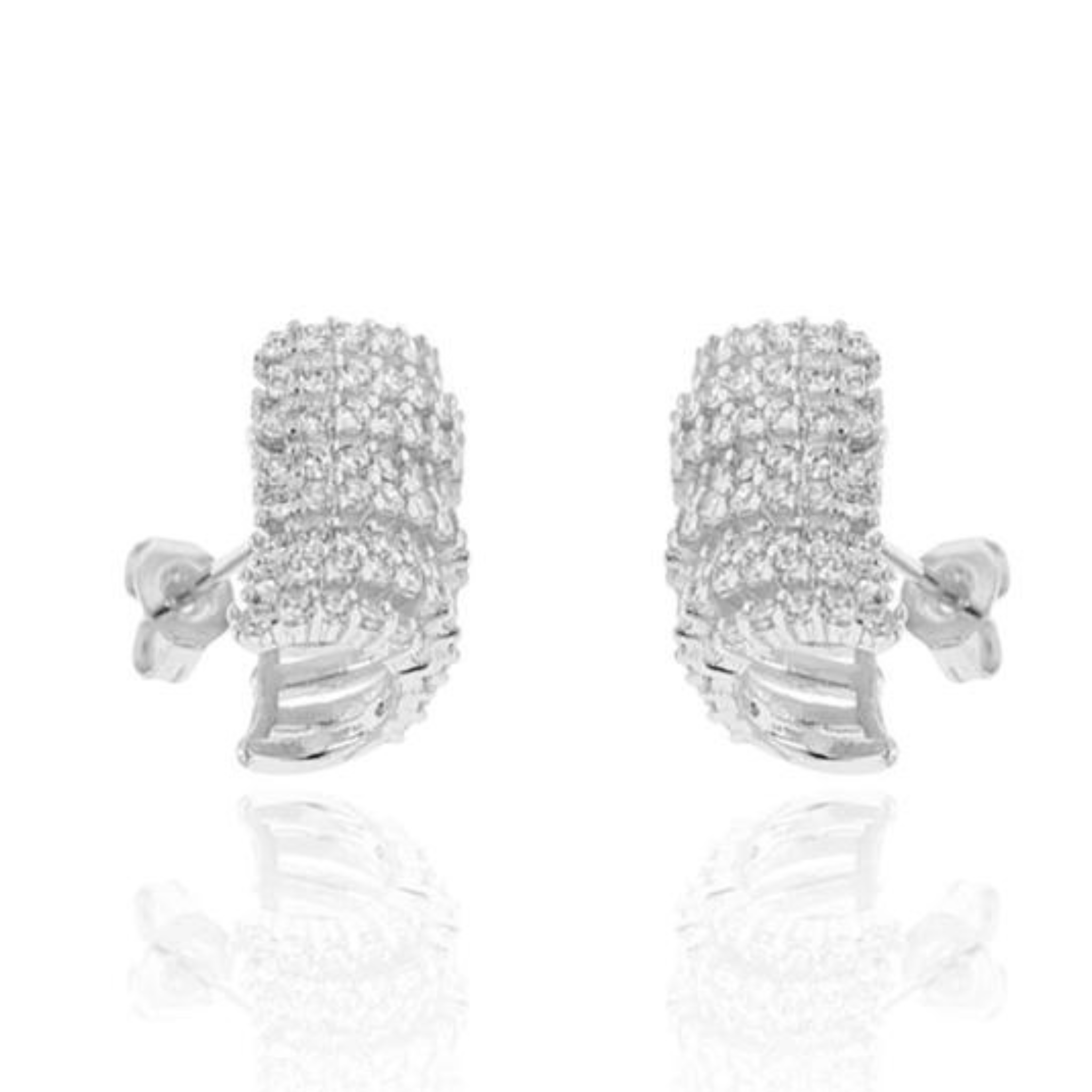 Cz Diamond Multi Row Huggies Earrings