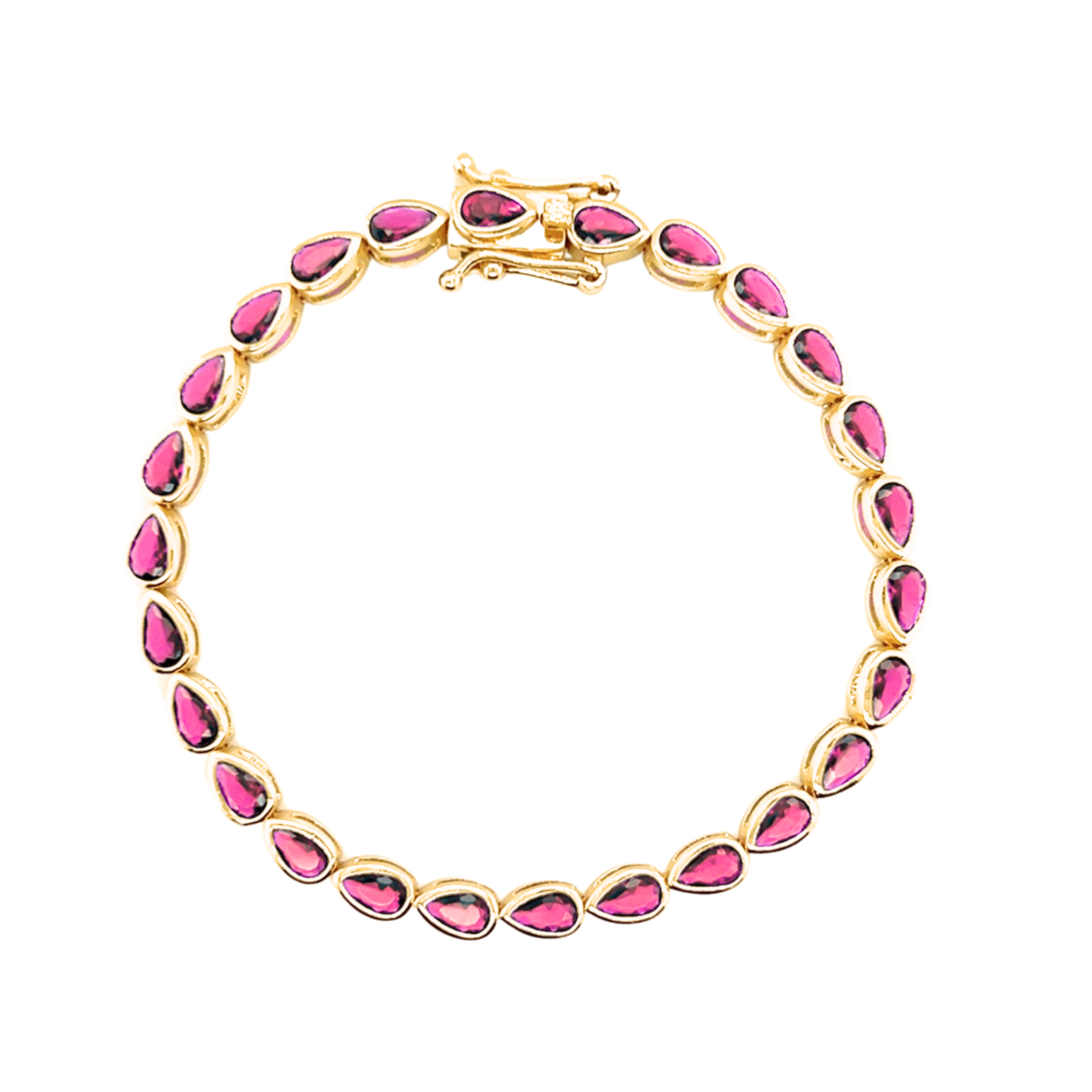 Colorful Pear Shaped Sterling Silver Tennis Bracelet