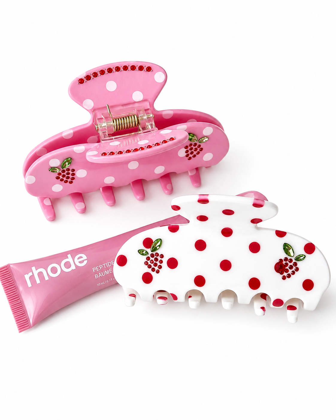 🍓 Berry Sweet Polka Dot Claw Clip