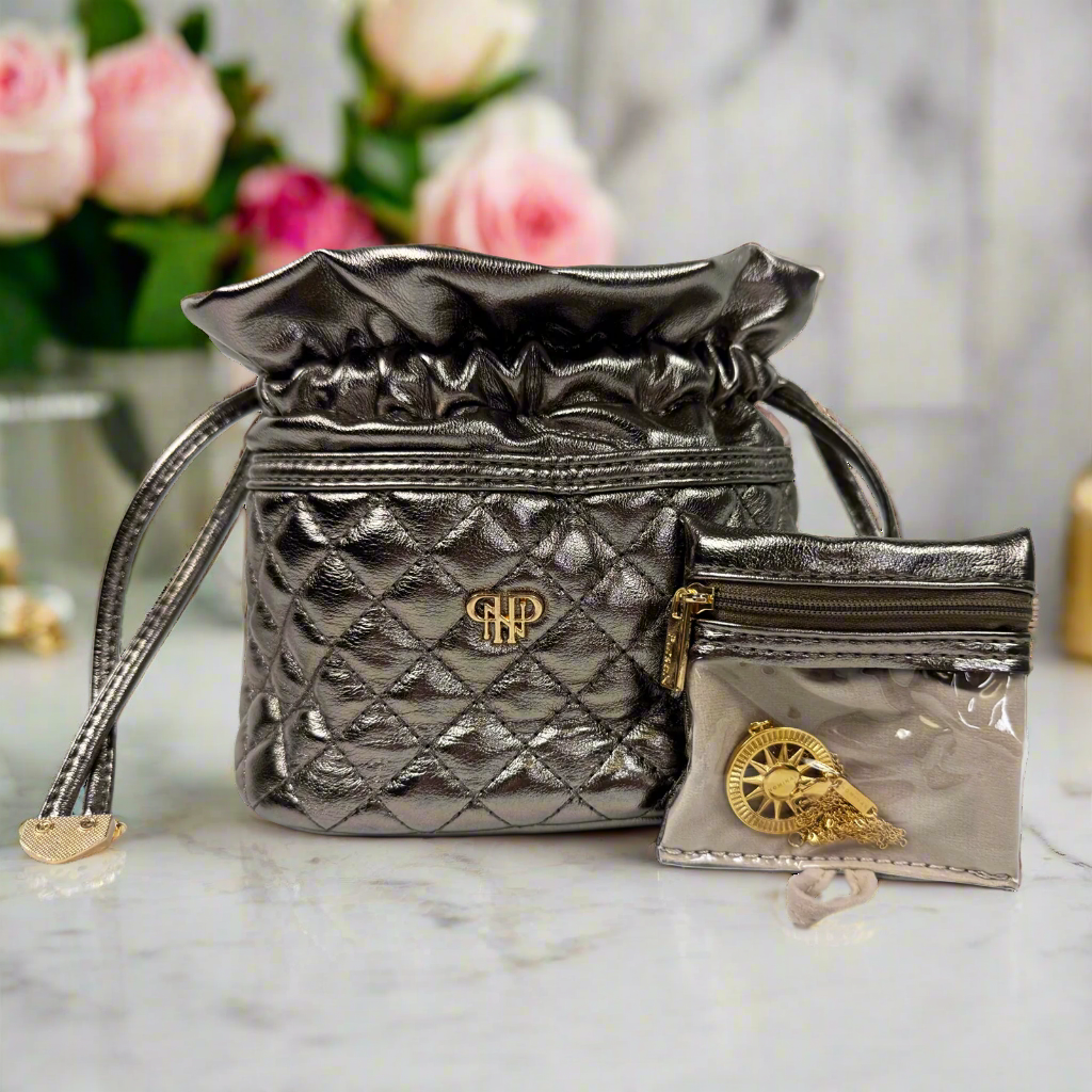 PurseN Oprah's Favorite Things 2021 bronze jewelry case with multiple compartments for organizing jewelry and accessories.