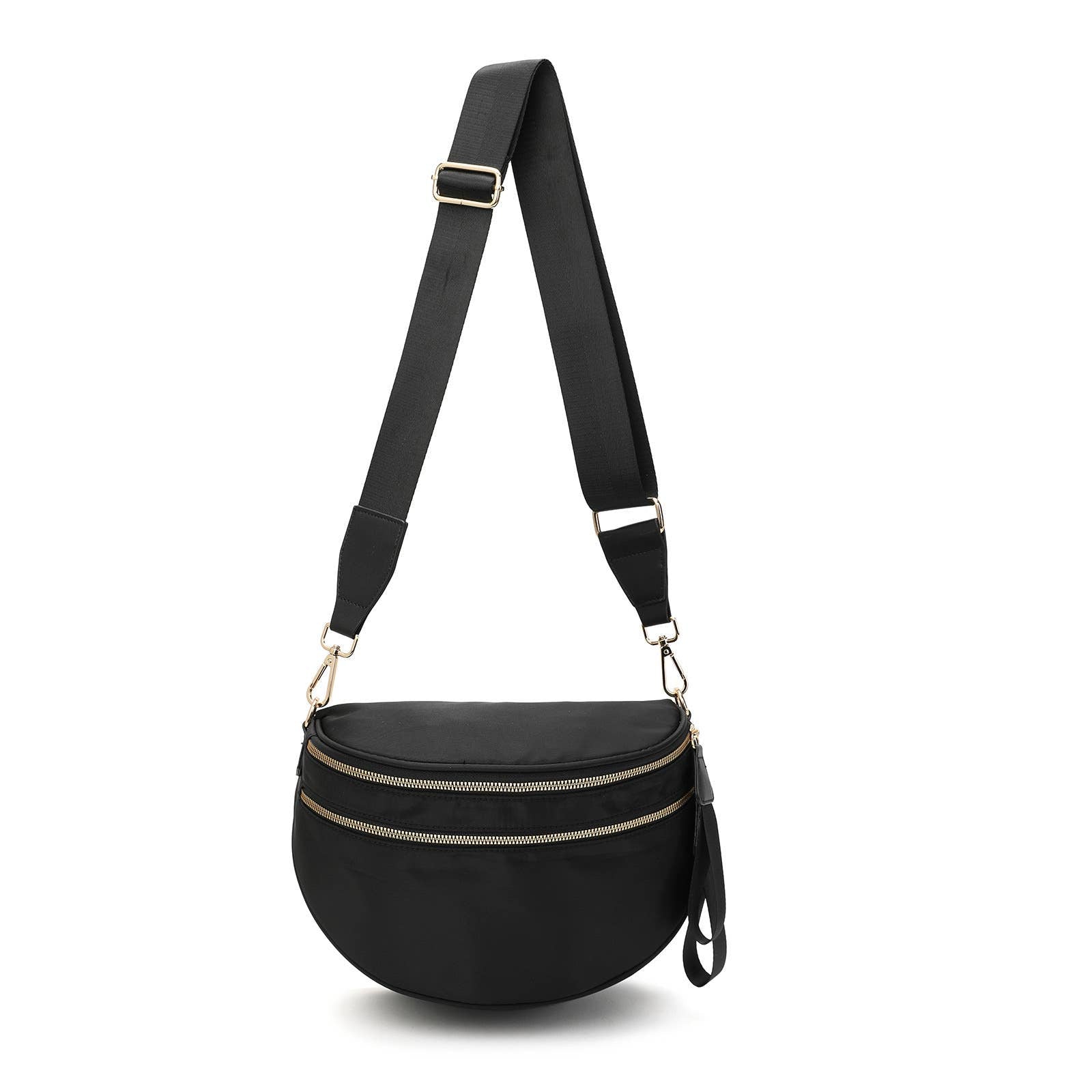 AMPERE CREATIONS Paulina nylon waterproof crossbody bag with multiple compartments, showcasing its sleek design and functionality.