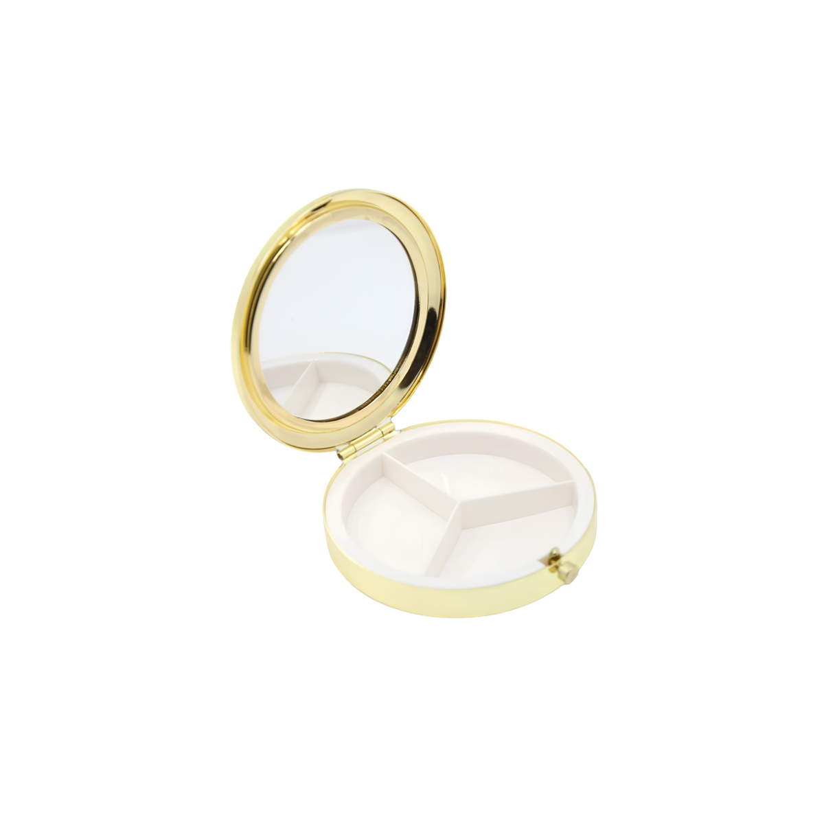 Hand-Painted Caviar Handbag Hero Pill Compact mirror by Solar Eclipse, featuring a detailed caviar texture and elegant design.
