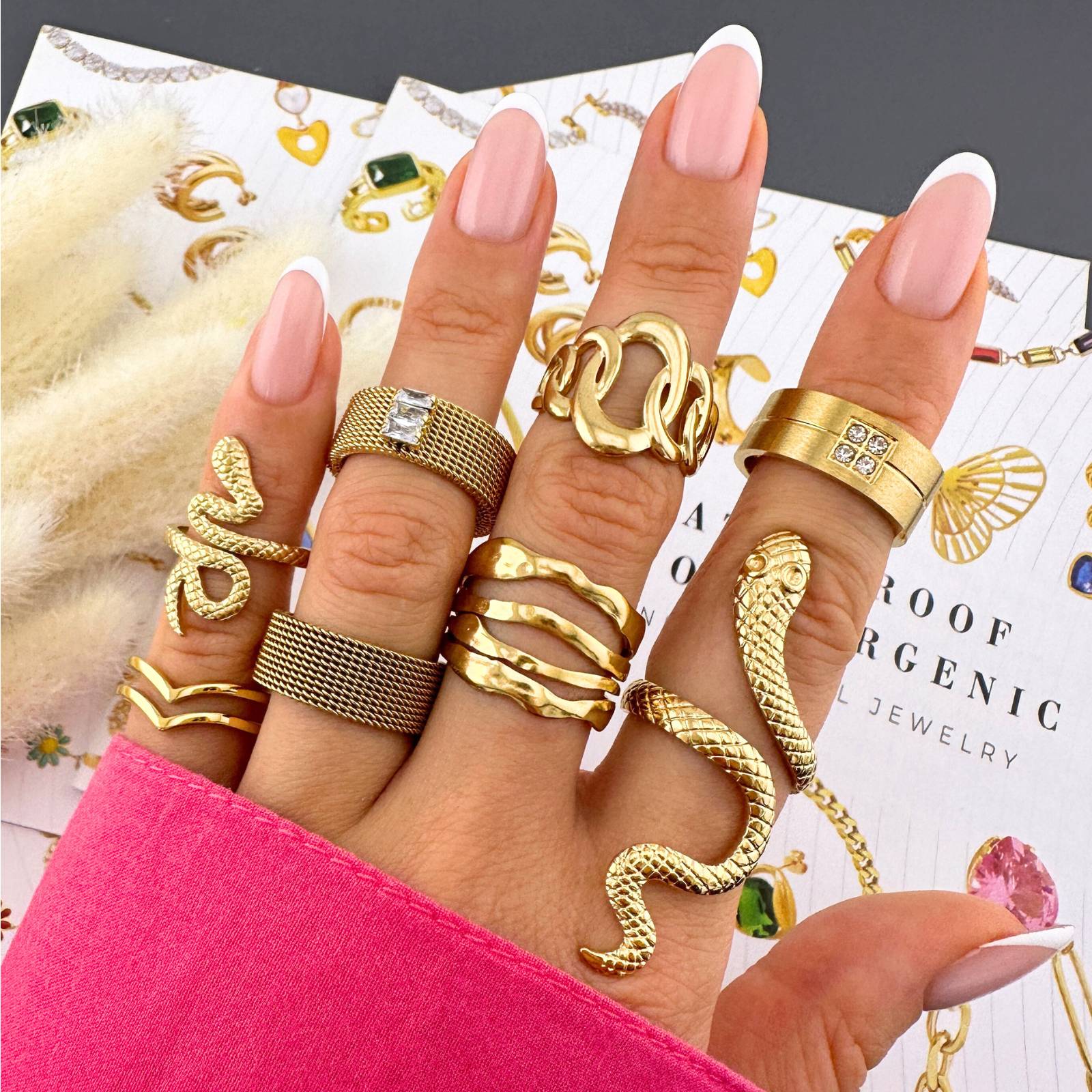 18K gold plated steel watch band ring by Private label, featuring a sleek and elegant design.