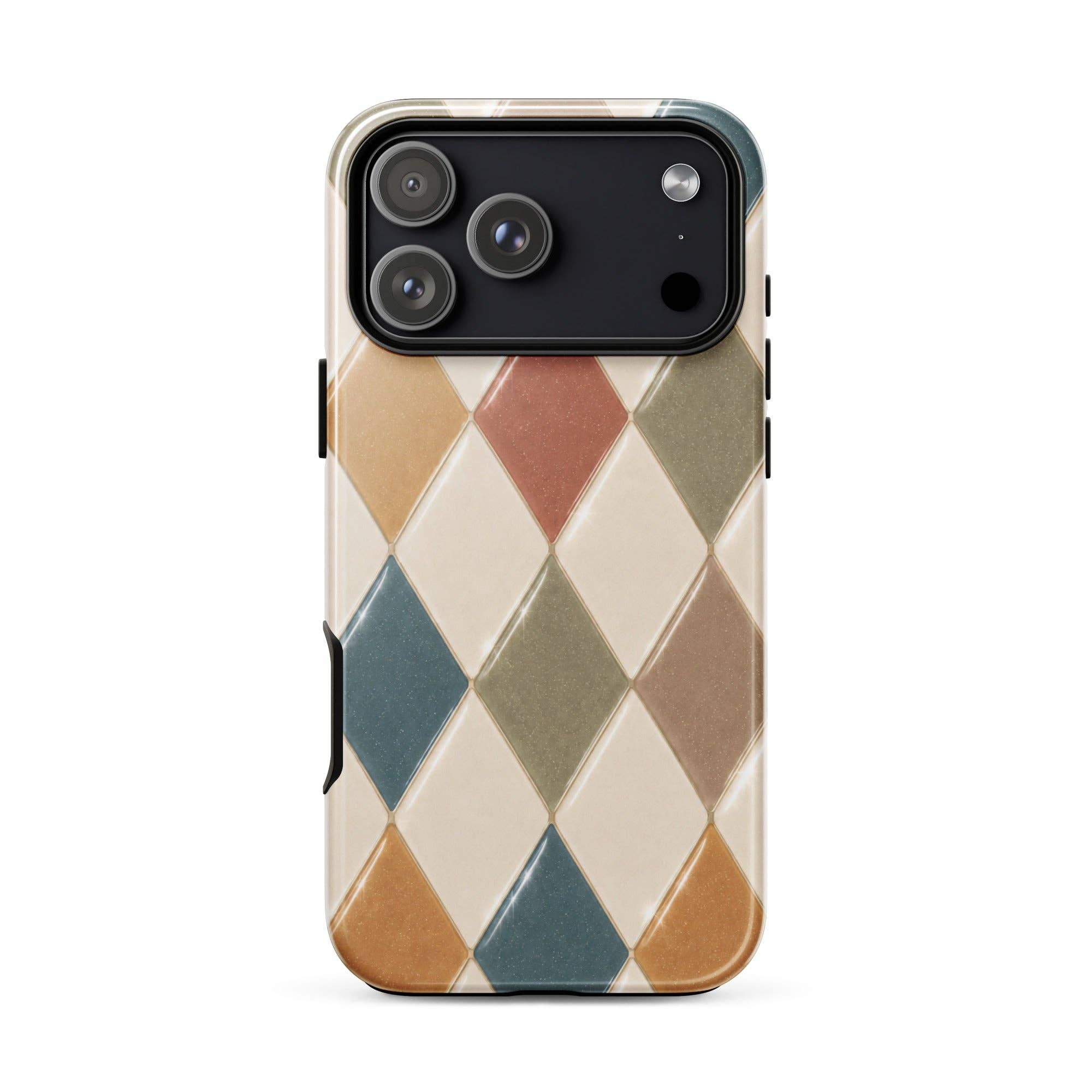 Green Tan Turquoise Argyle iPhone Case