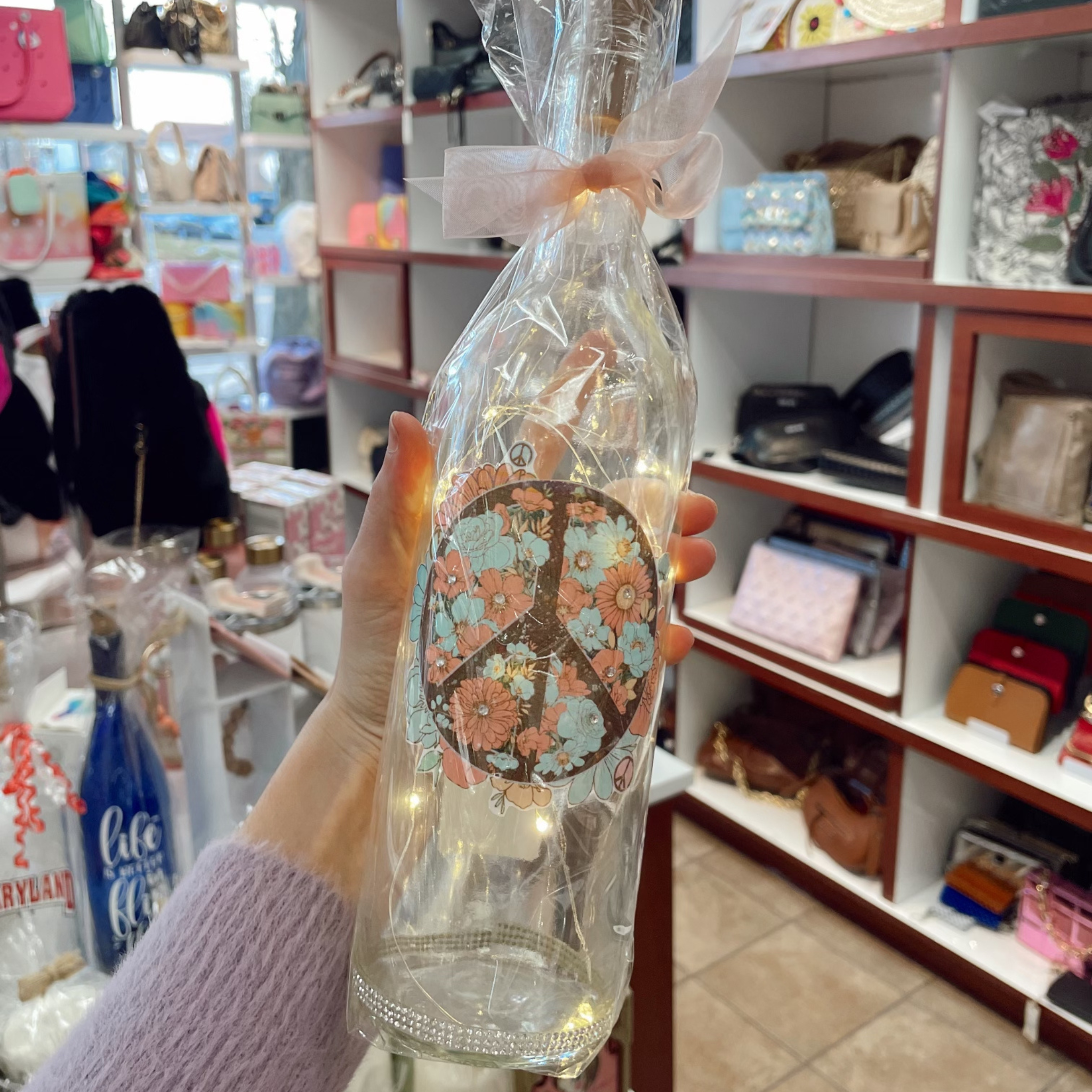 Retro Pastel Peace Sign Light Up Bottle