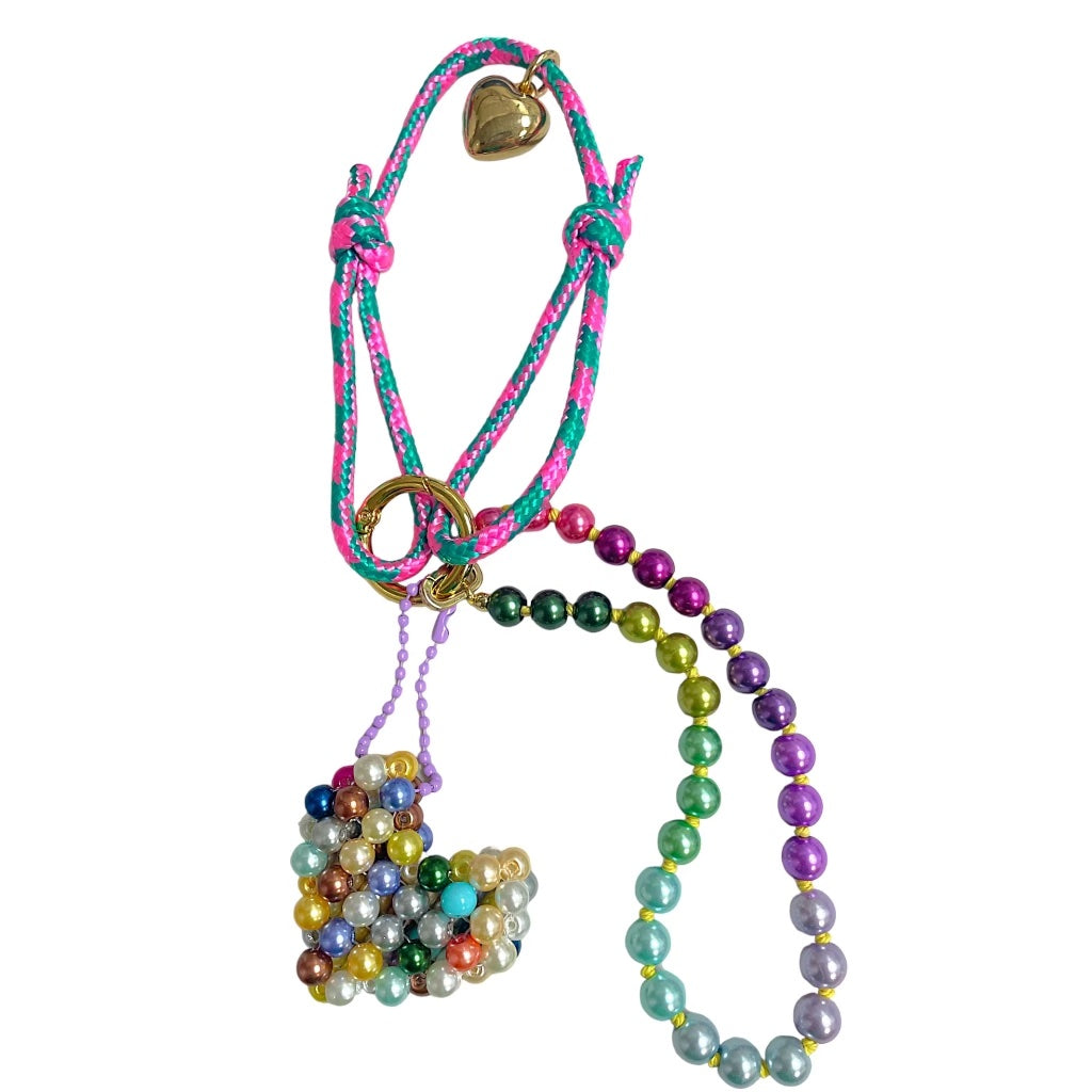 Eclectic Bungee Rope Beaded Bag Charm