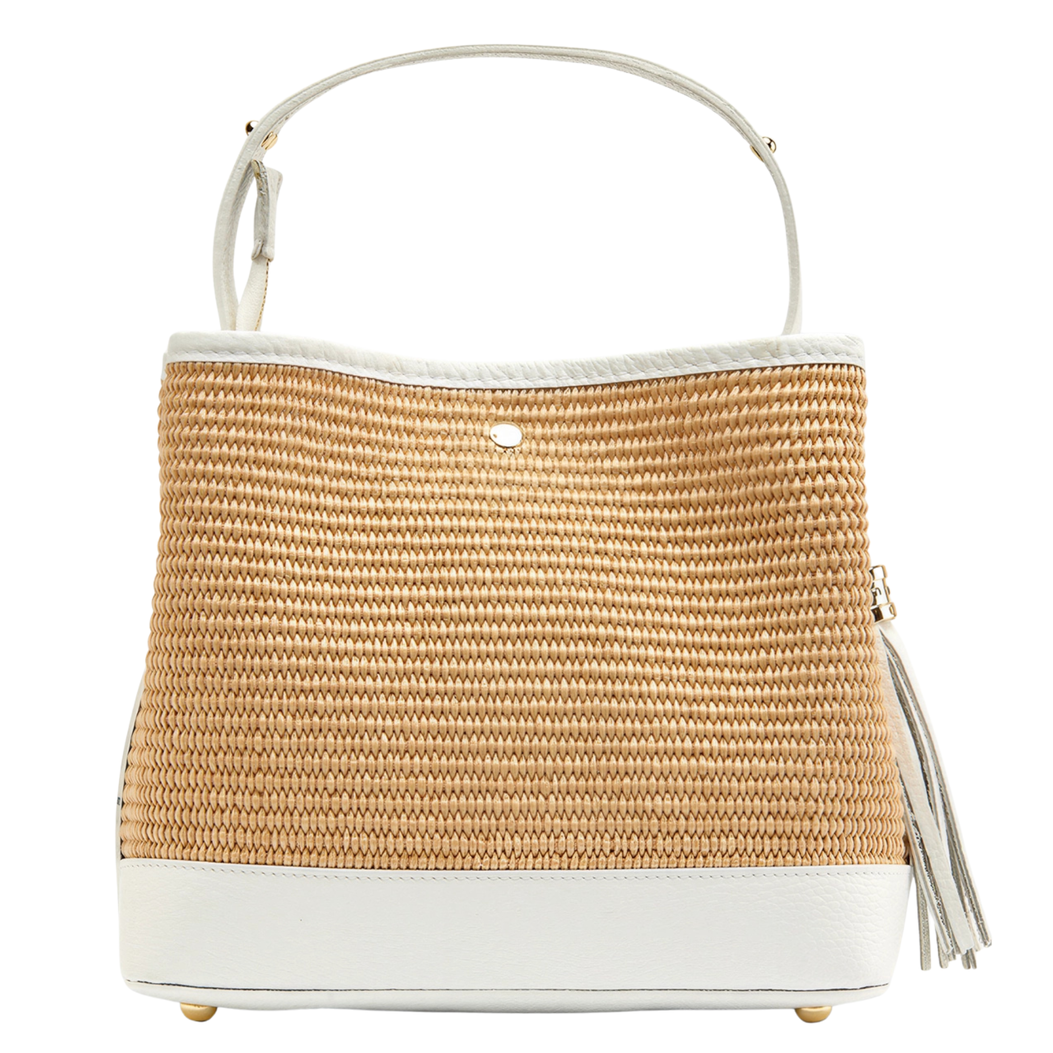 Raffia handbag with genuine leather details, stylish and natural-looking handbag from Private Label.