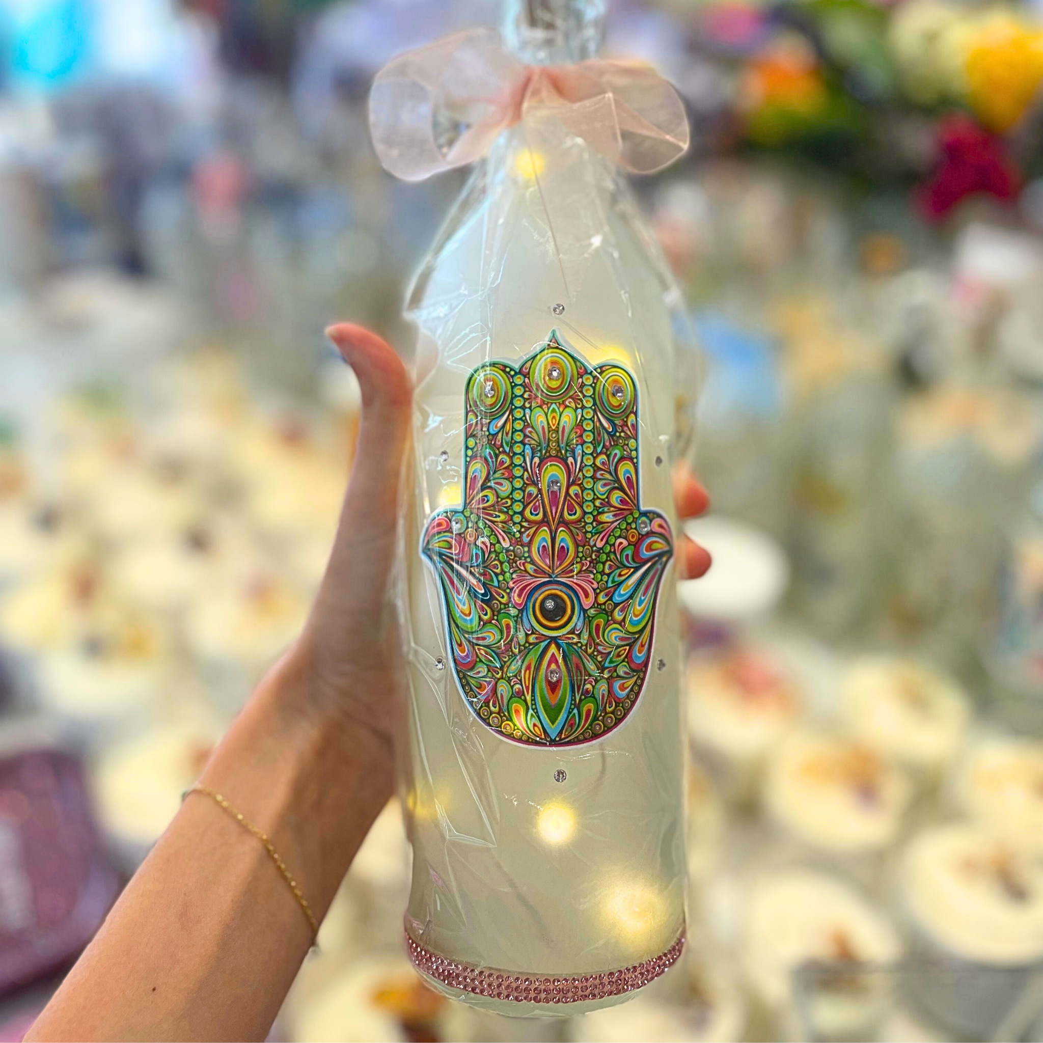 Multicolor Hamsa Light Up Bottle