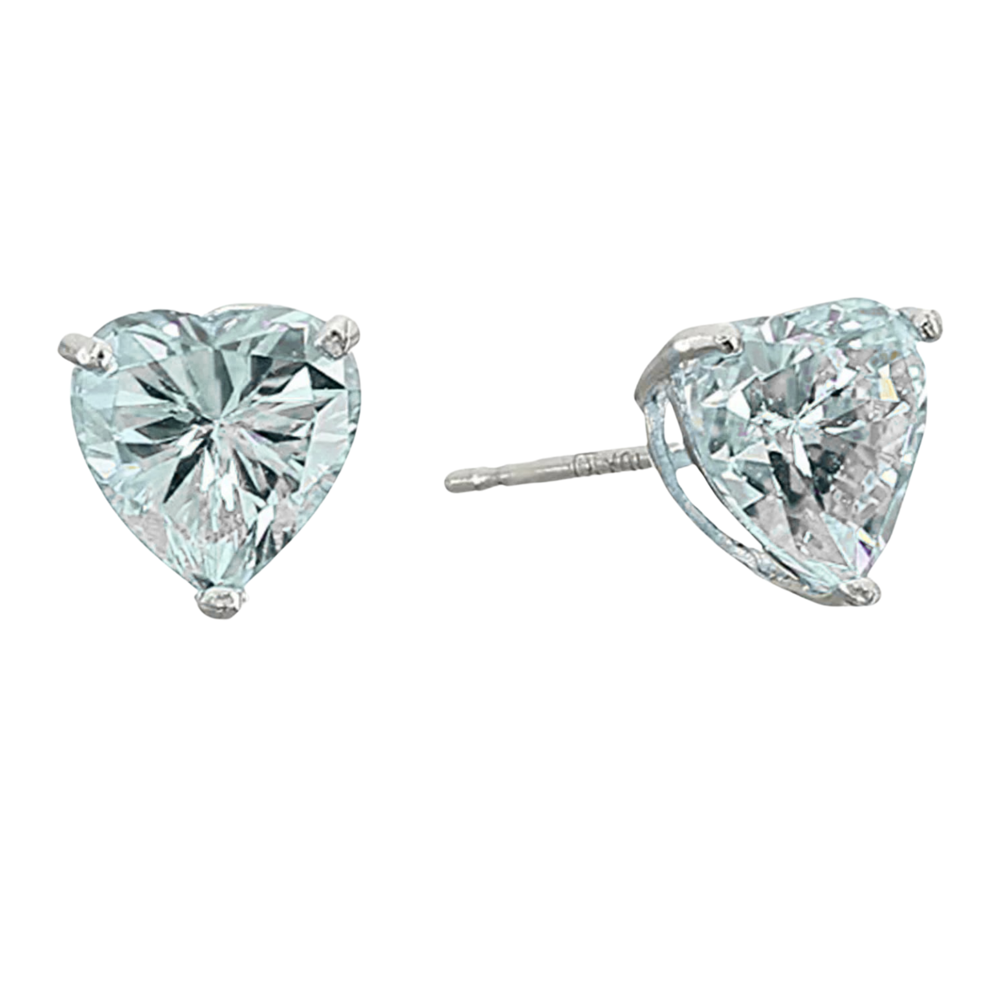 CZ Heart Birthstone Stud Sterling Silver Earrings