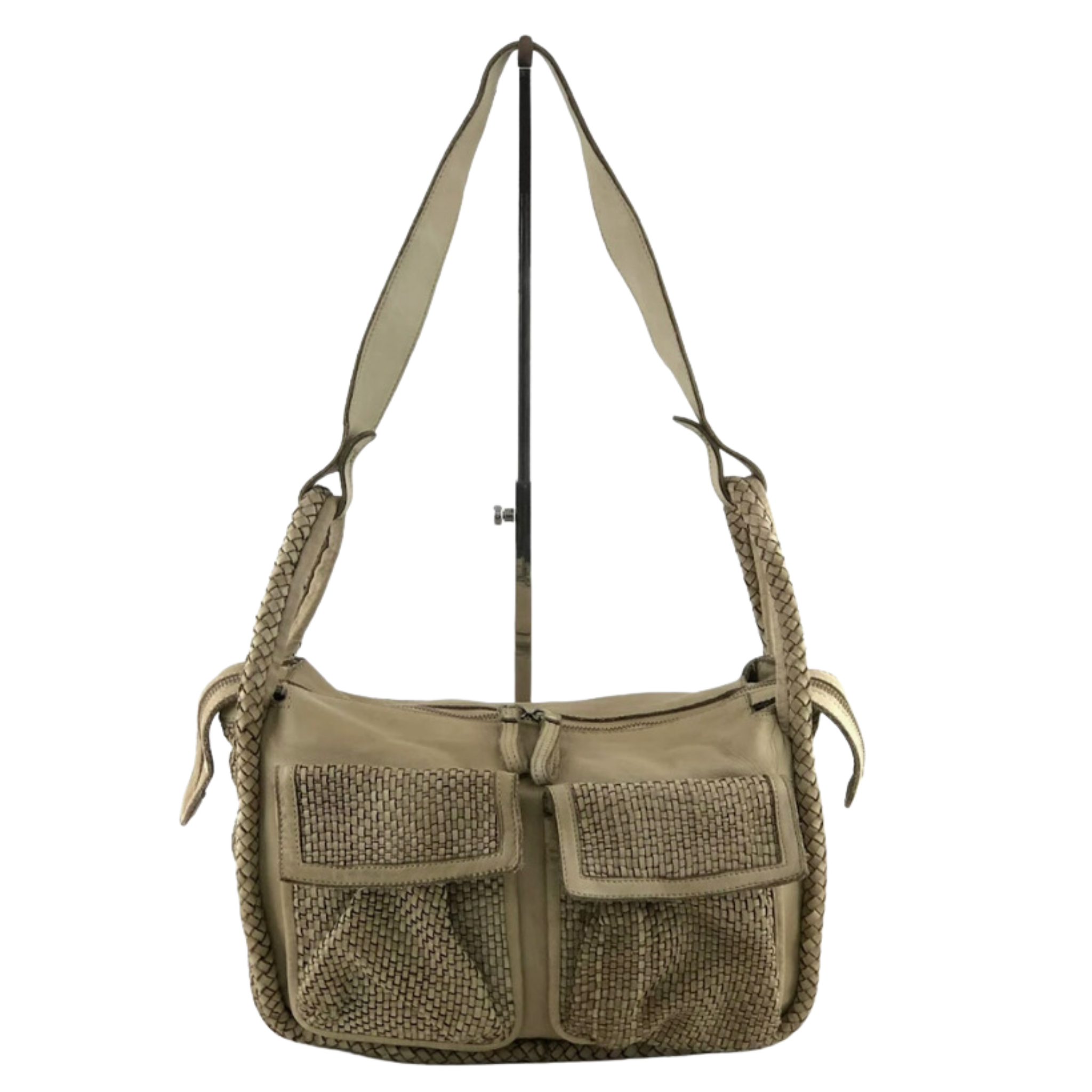 Vintage pocket intreccio crossbody bag in a stylish design by private label, showcasing intricate woven details and a sleek look.