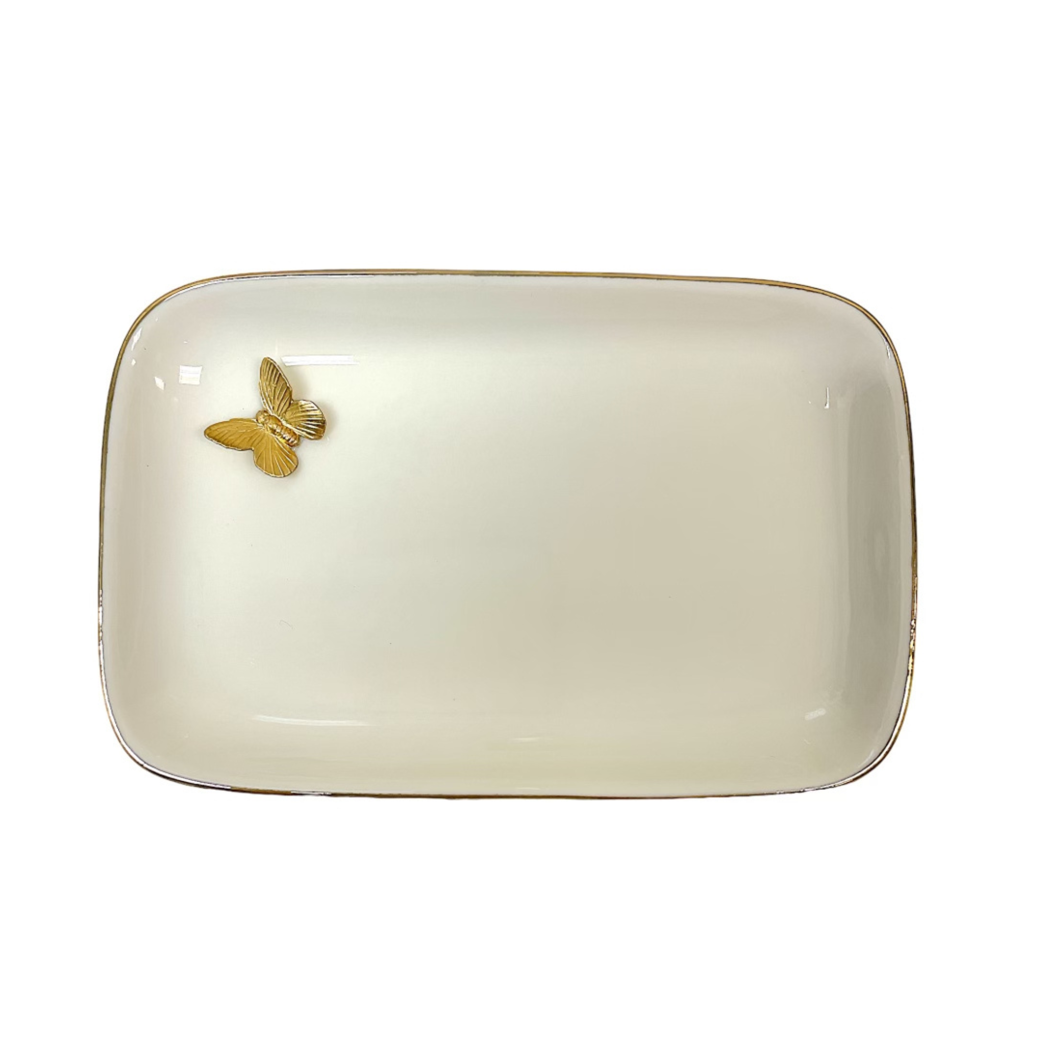 Small gold accent butterfly jewelry dish