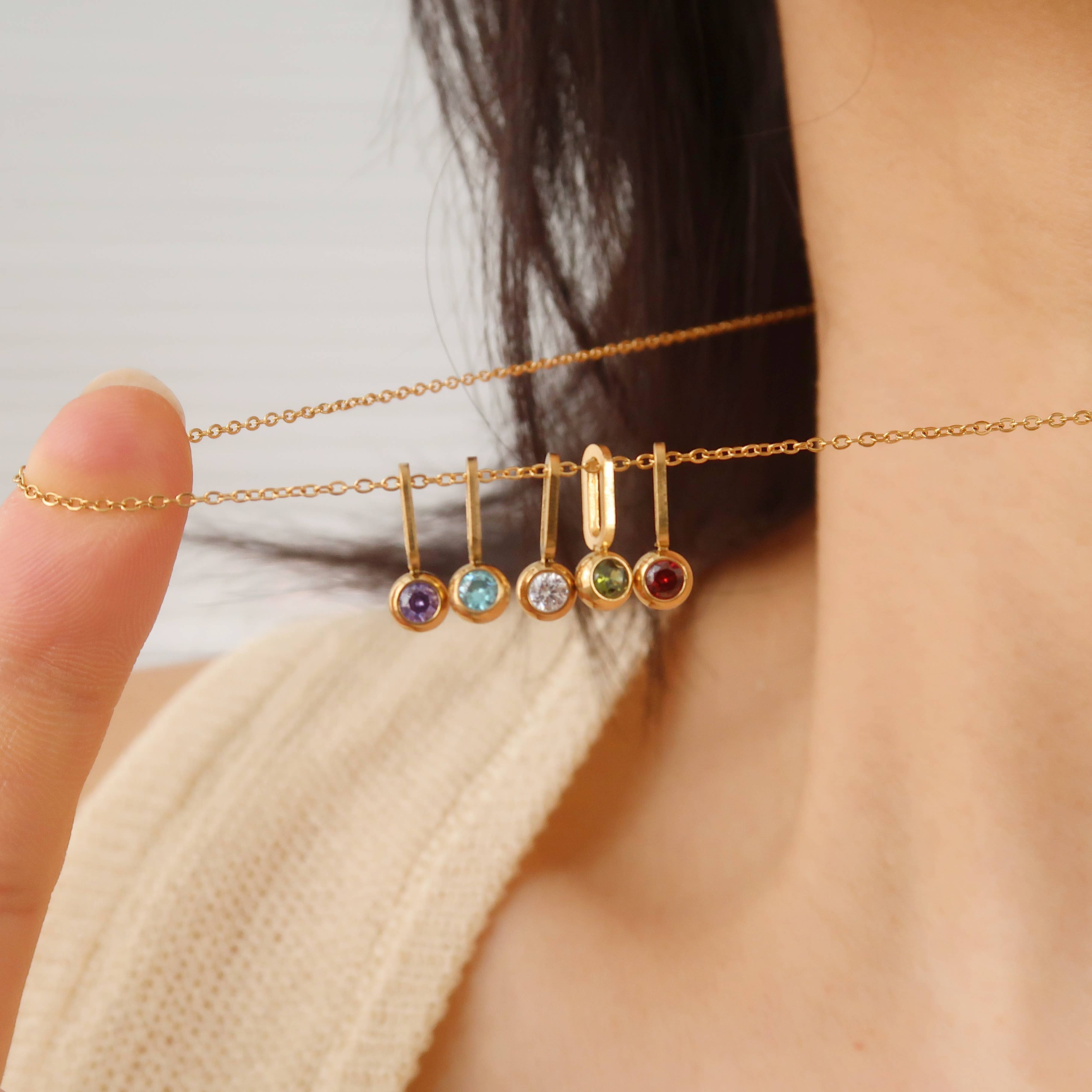 Mix and Match Multi Color Gemstone Pendant Necklace - Let's Bag It 