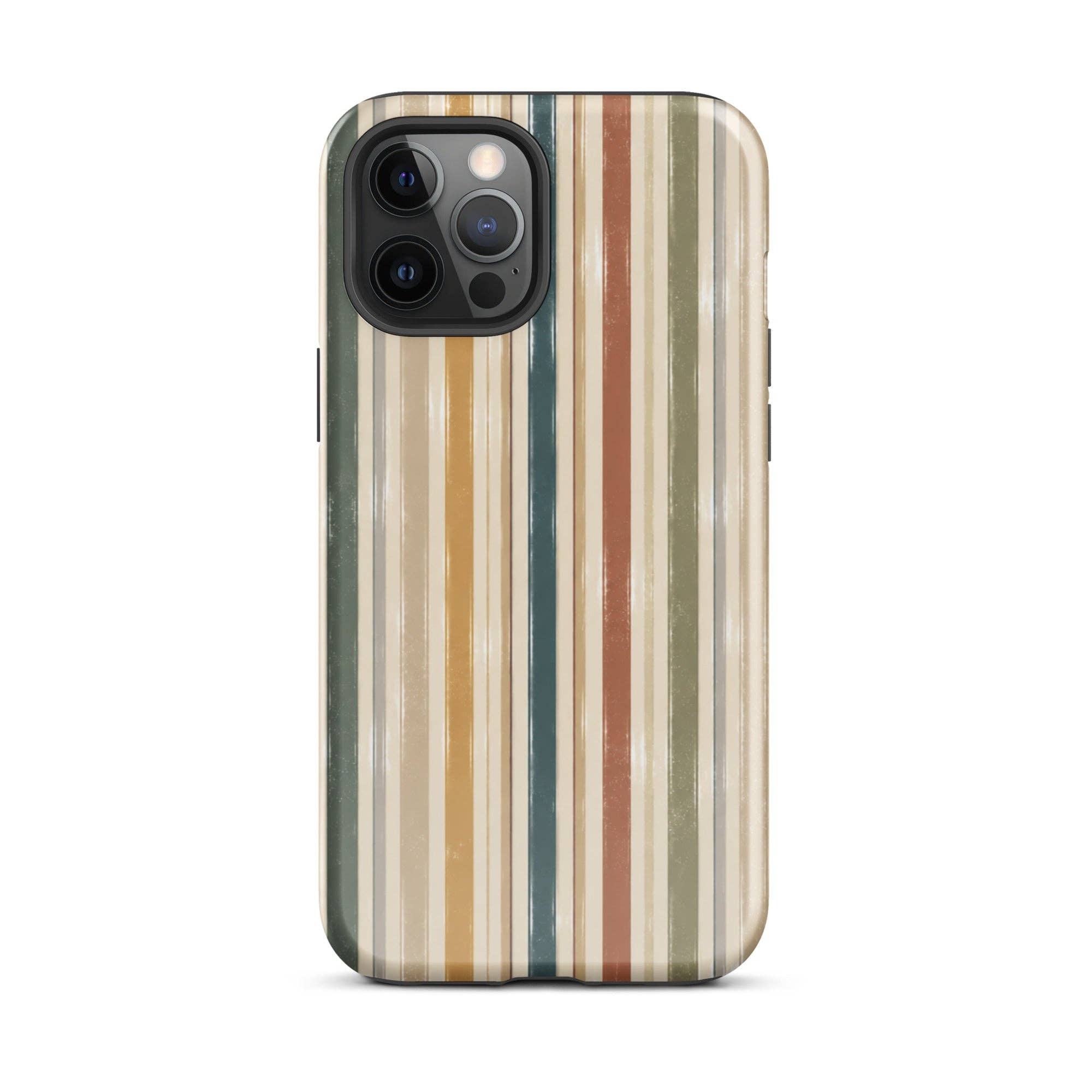 Green Tan Turquoise Stripe iPhone Case