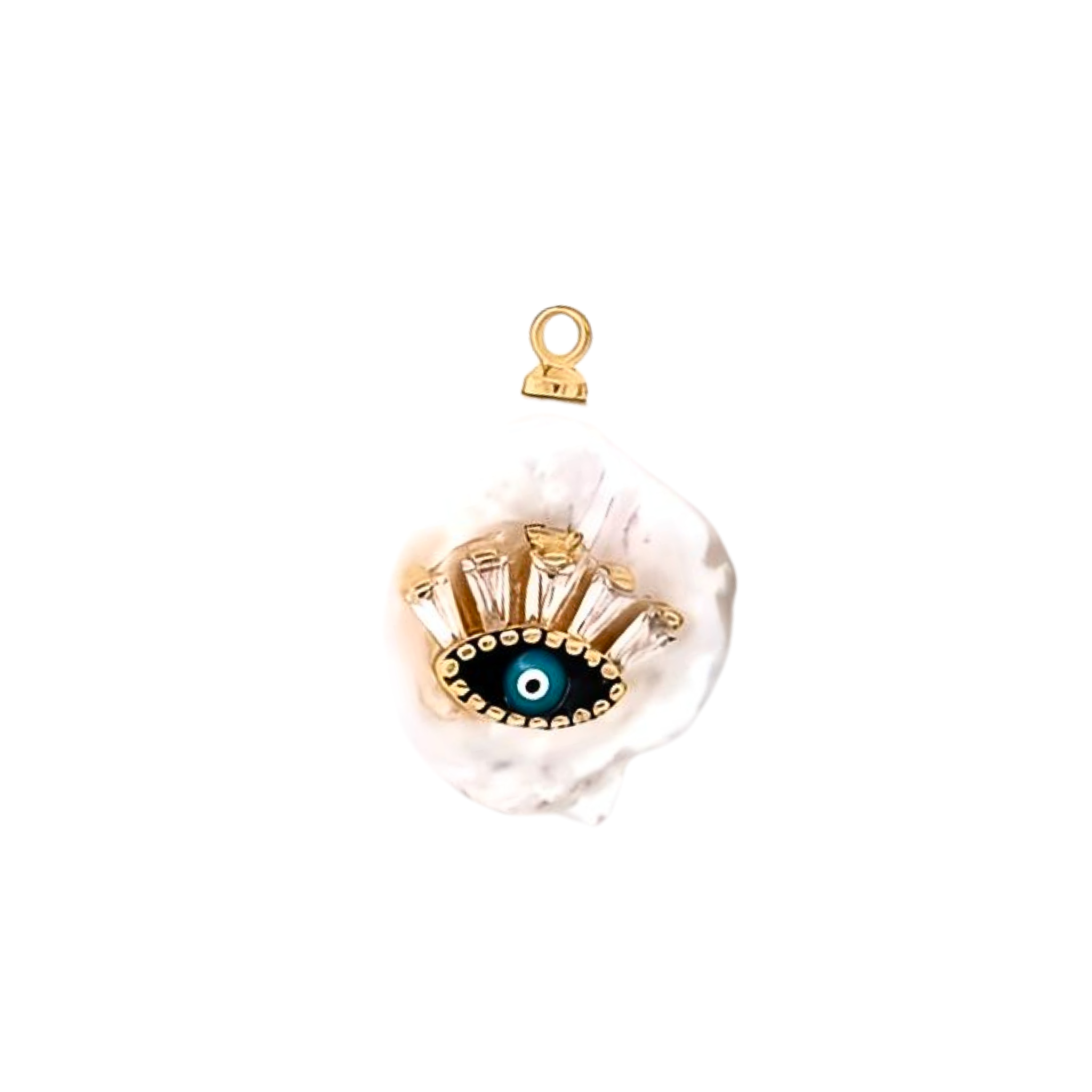 18K Pearl Gold Evil Eye Charm