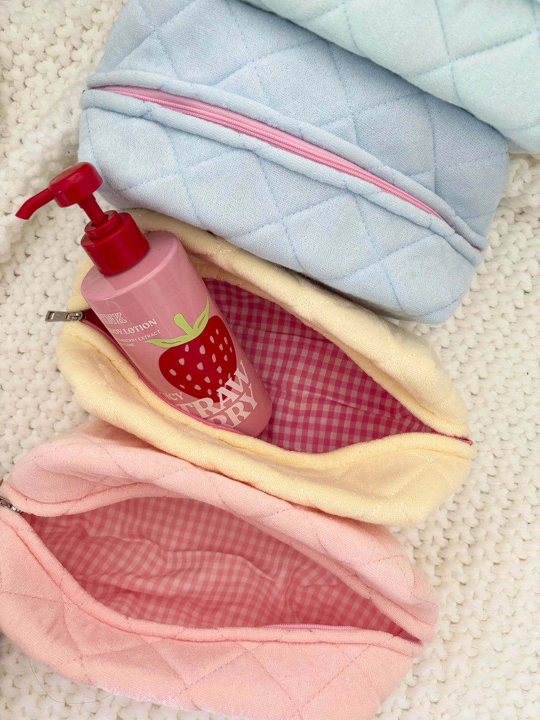 Large Quilted Terry Makeup Pouch
