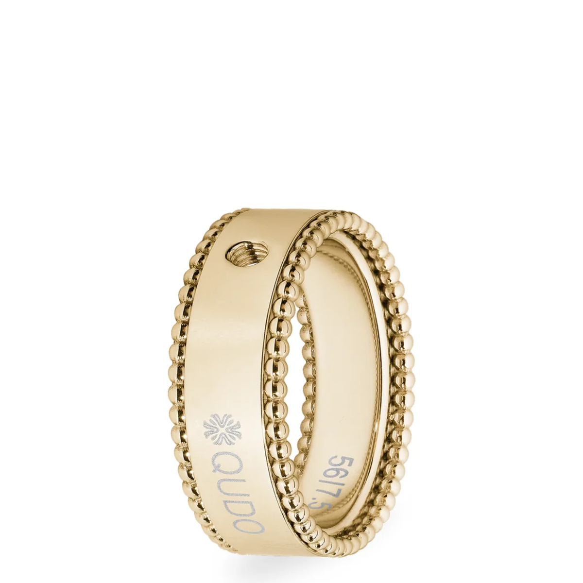 QUDO Basic Ring Punto featuring a sleek silver band with a minimalist design and subtle textured details.