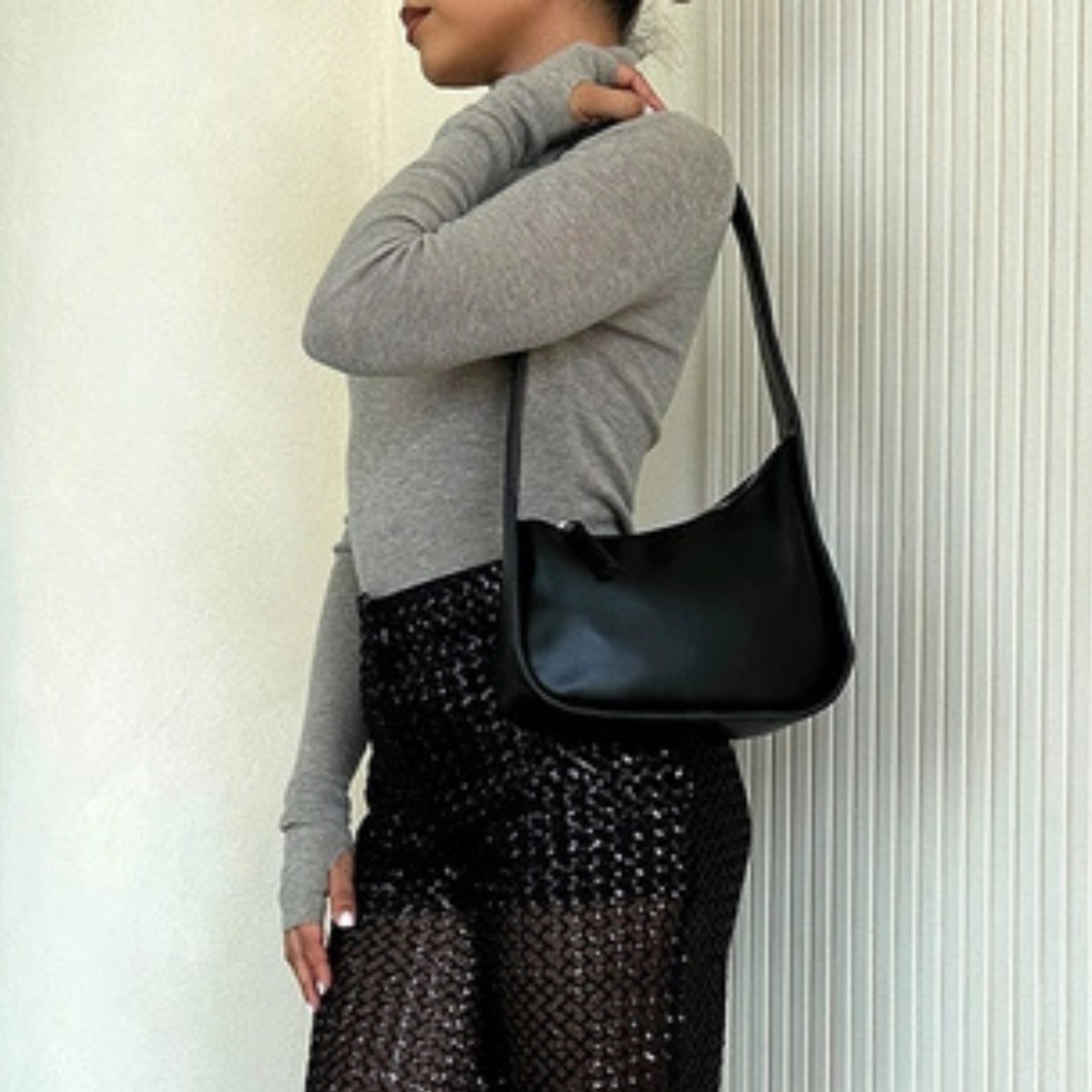 Willow Black Recycled Vegan Shoulder Bag