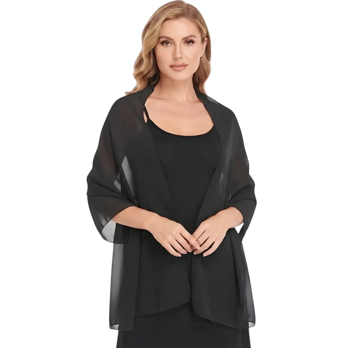 Lightweight chiffon shawl from private label, stylish scarf wrap with soft, flowing fabric perfect for versatile fashion accessories.