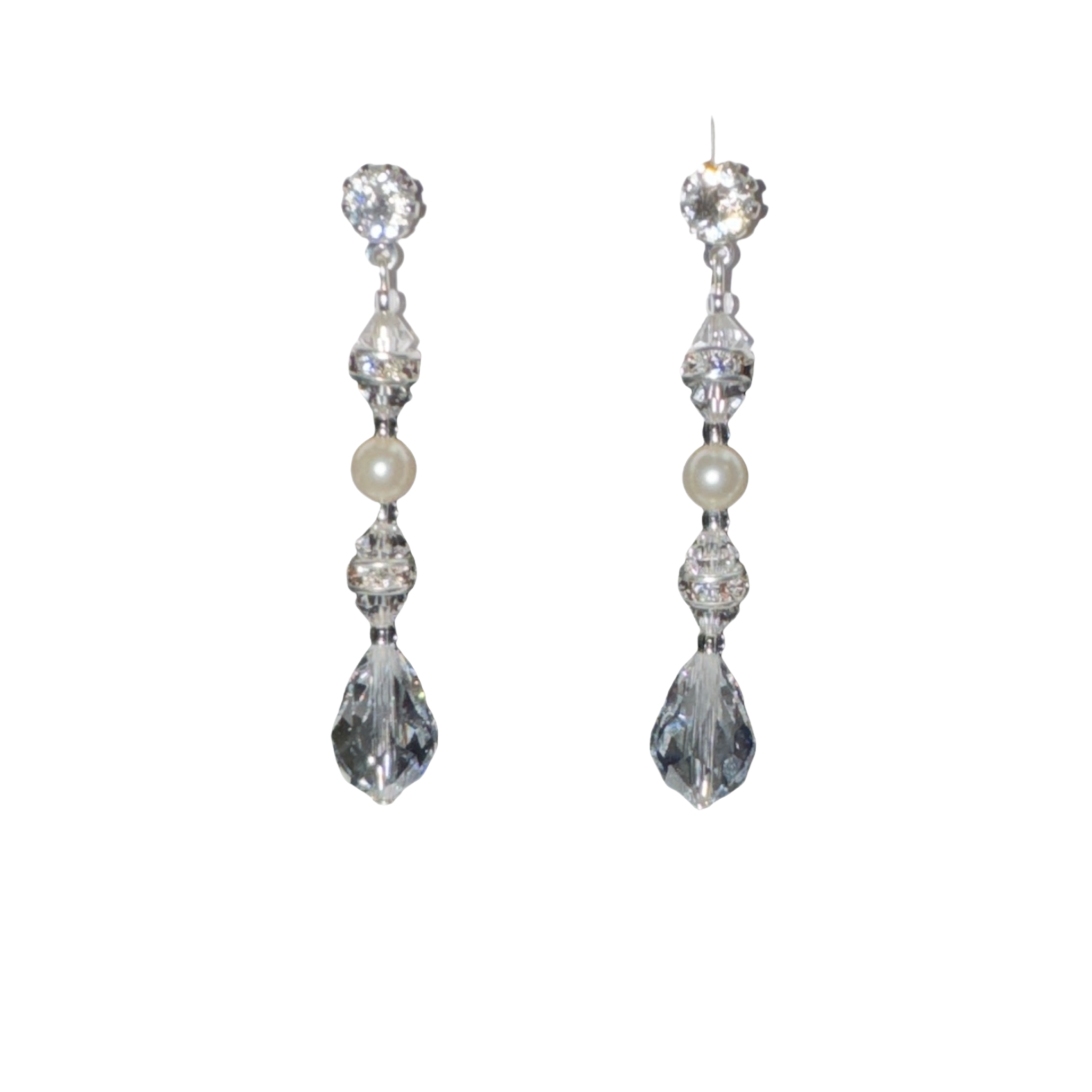 Diamond and crystal long drop earring