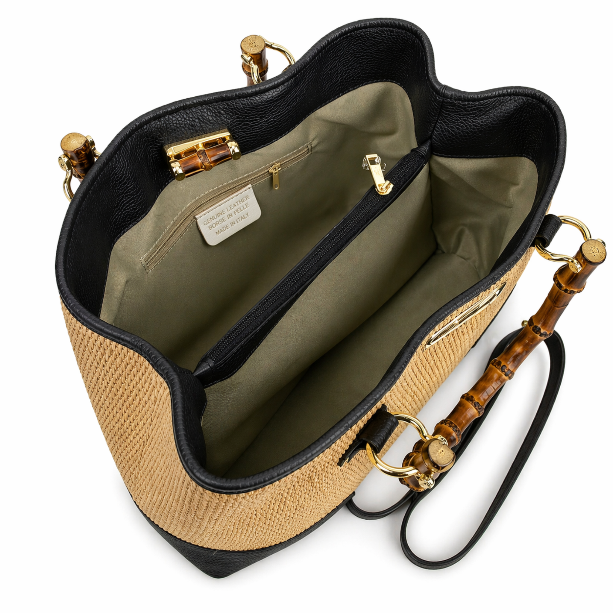 Private label Sorrento Bamboo Tote bag with woven bamboo handles and natural fiber design, stylish and eco-friendly accessory.