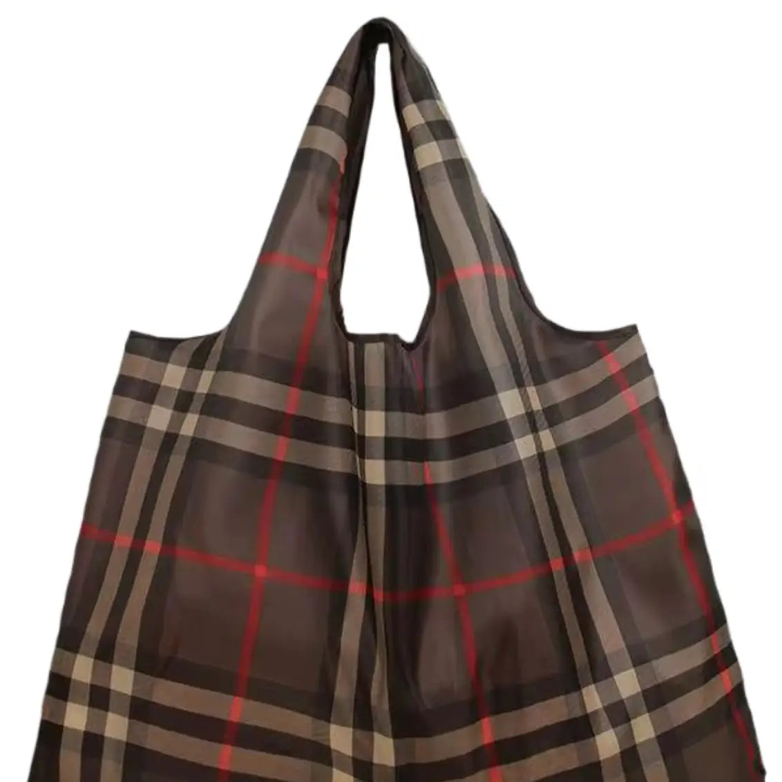 Plaid Eco-Friendly Foldable Nylon Tote Bag - Reusable & Compact