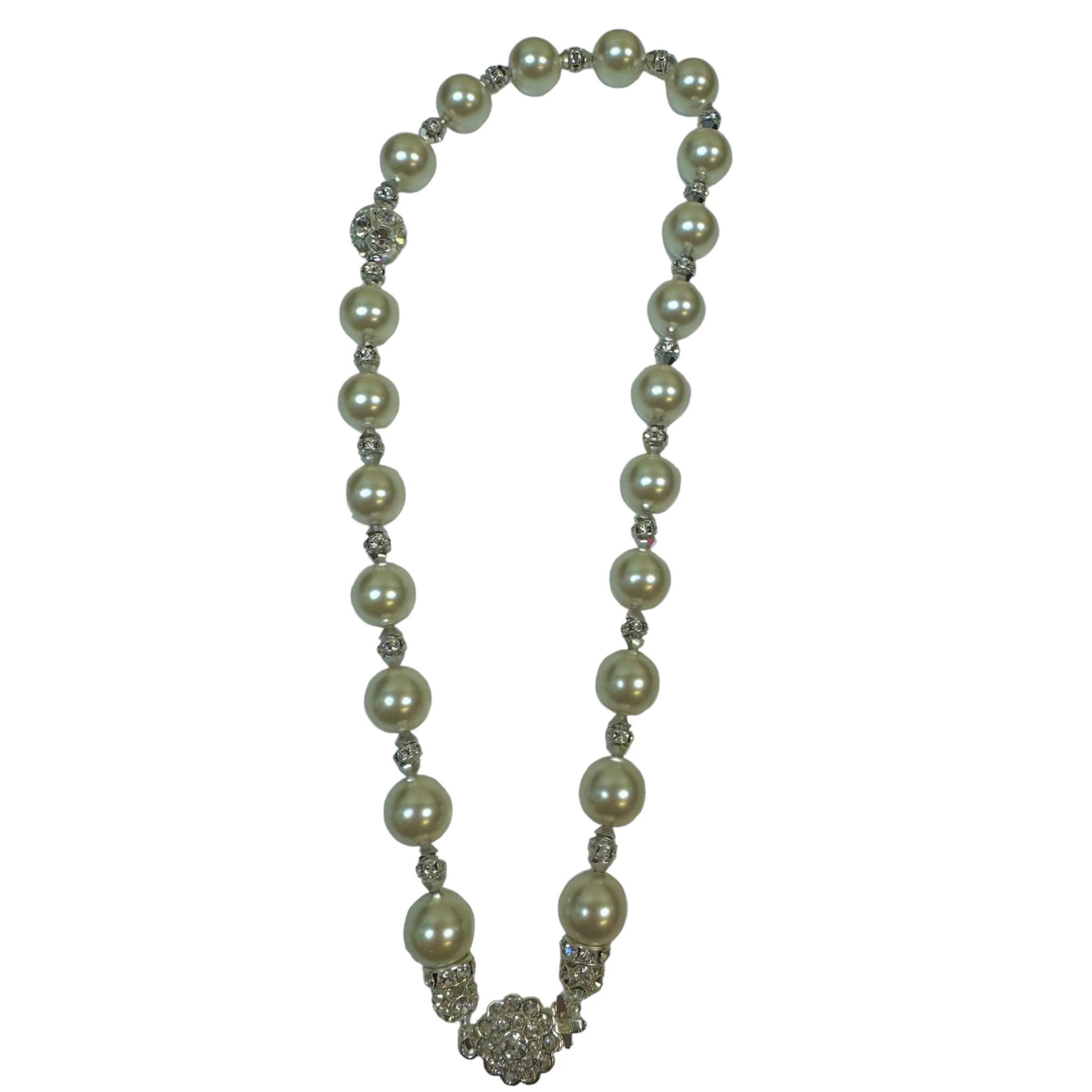 Big pearl and cz necklace