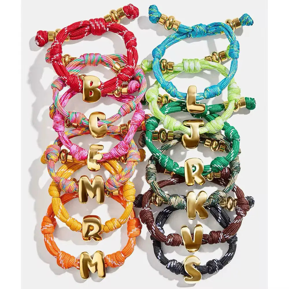 Initial Bubble Letter, Knot Bracelets