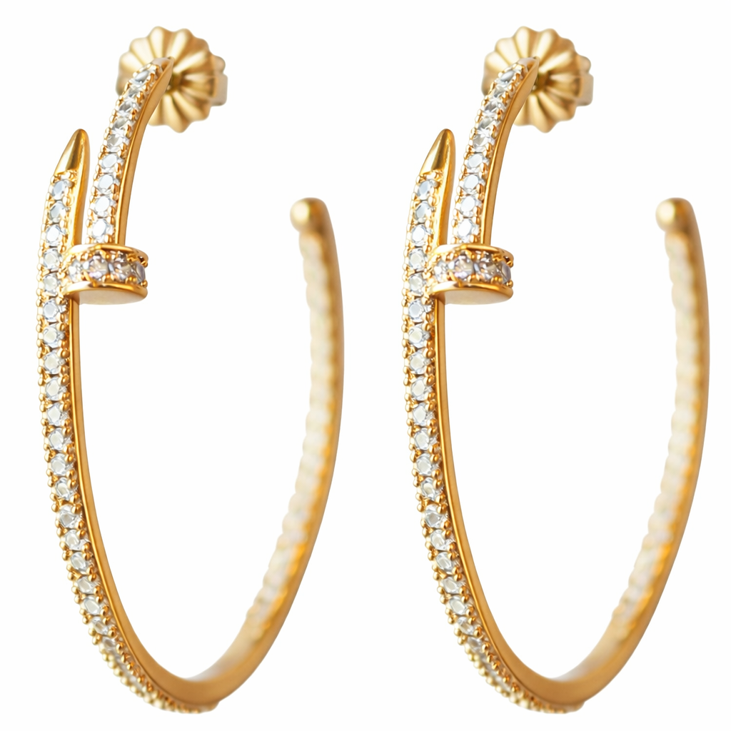Gemelli Emma Nail CZ Hoop Earrings featuring a sleek design with sparkling cubic zirconia stones.