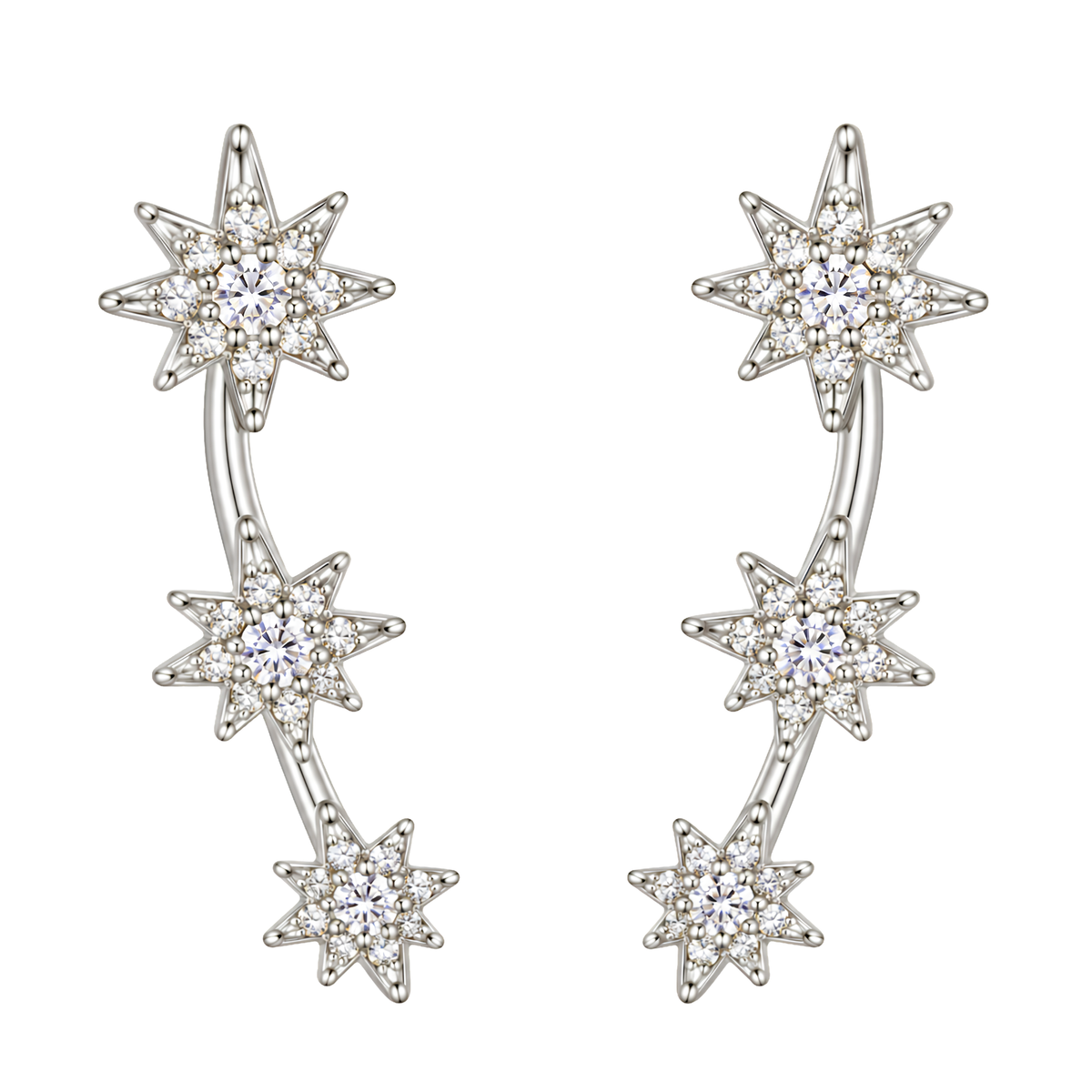 Let's Bag It Starburst diamond climbers earrings featuring sparkling diamond accents and a stylish, modern design.