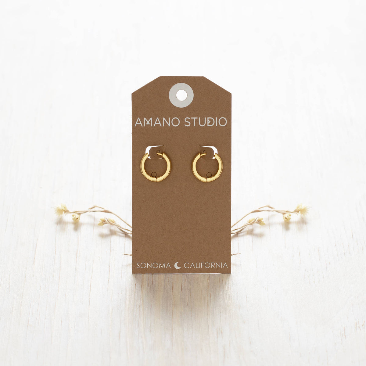 Amano Studio 15mm gold hoop earrings, small and stylish earring jewelry with a smooth, polished finish for everyday wear.