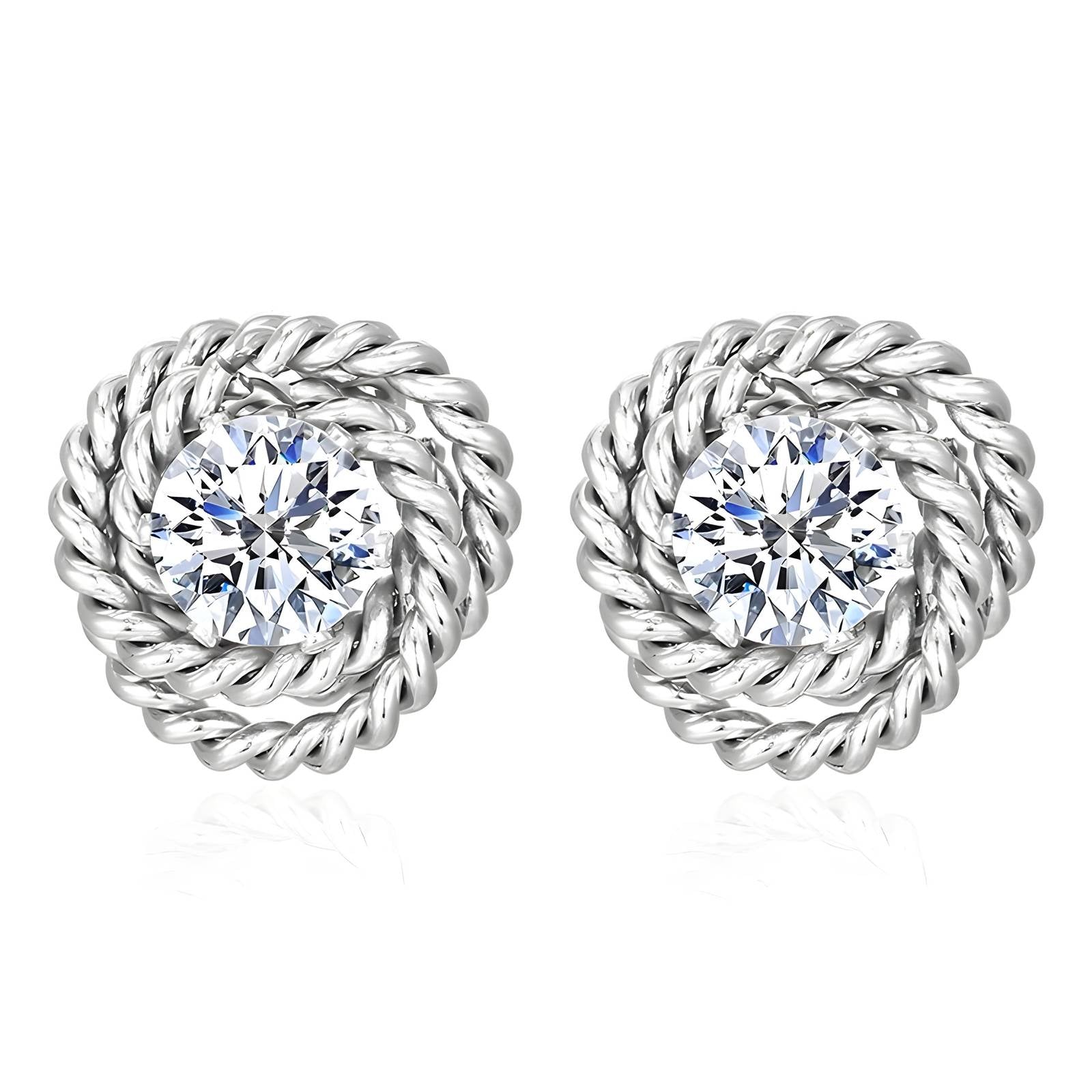 Twisted circle earrings made of stainless steel, showcasing a modern design and elegant finish.