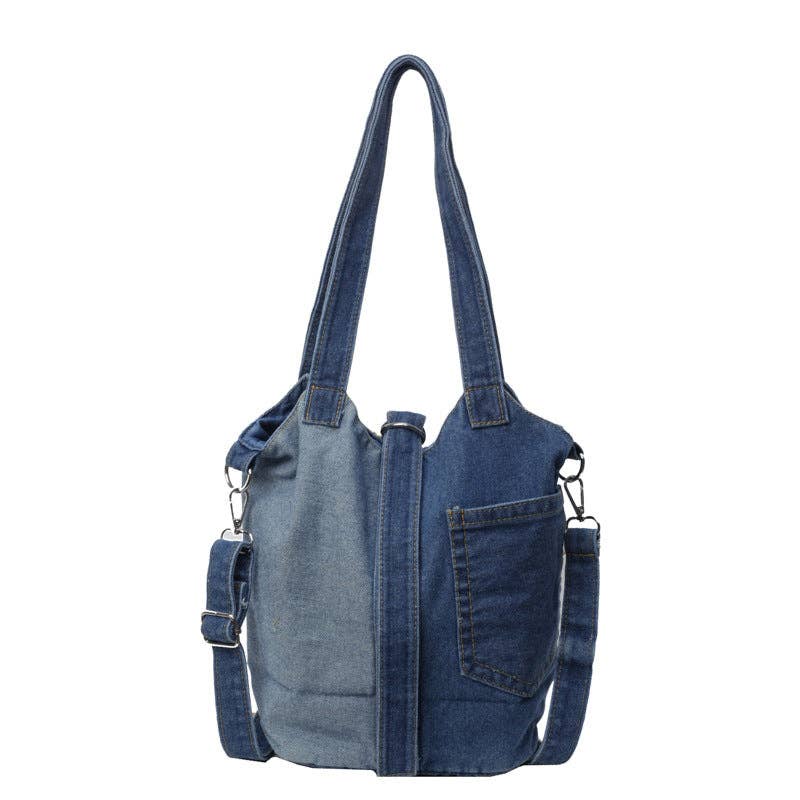 Contrast Color Splice Denim Shoulder bag