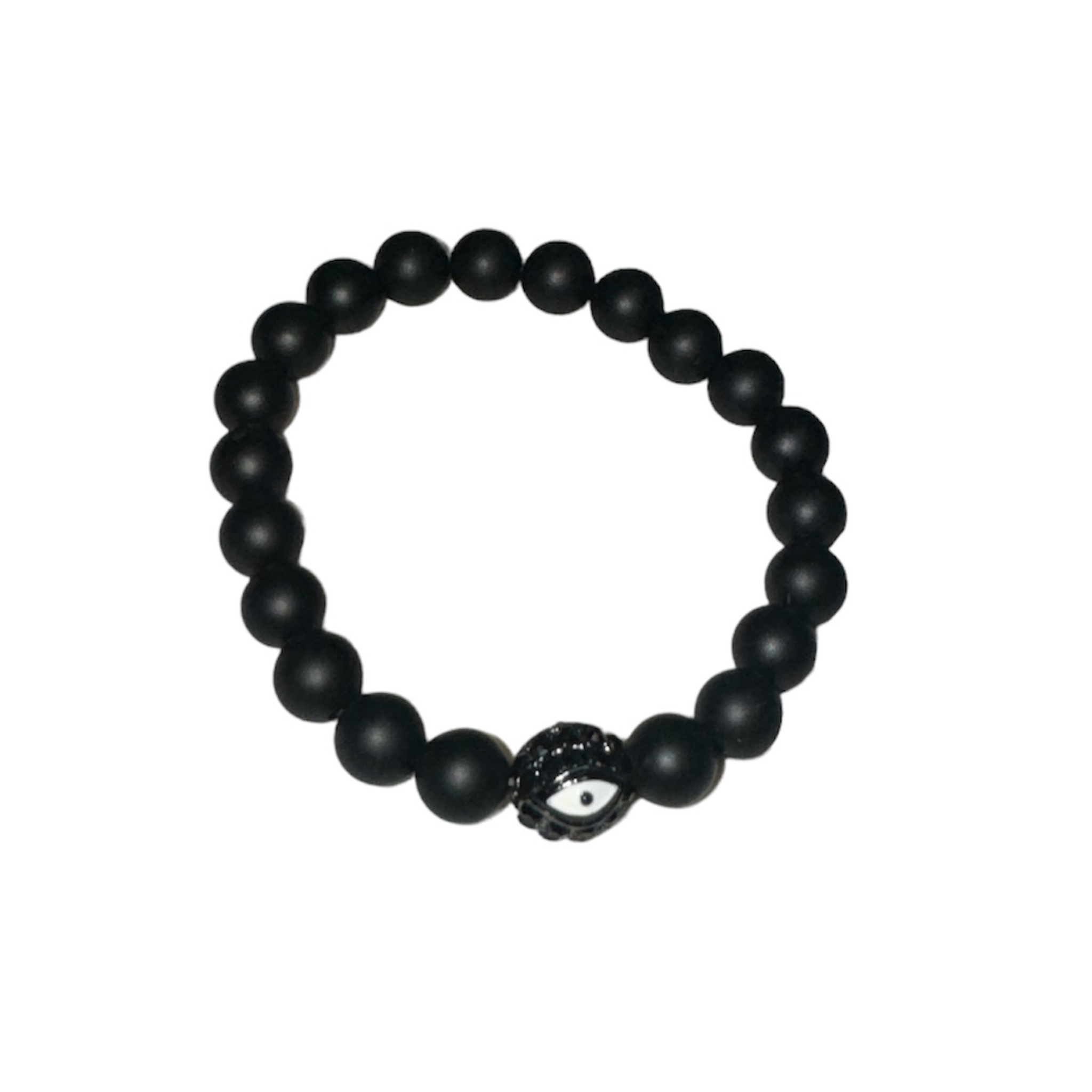 Black beaded bracelet stack