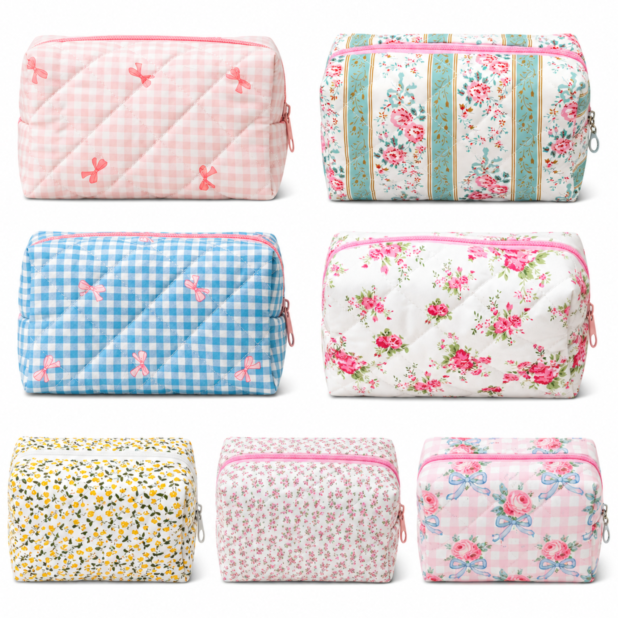 Coquette Quilted Cotton Cosmetic Pouch