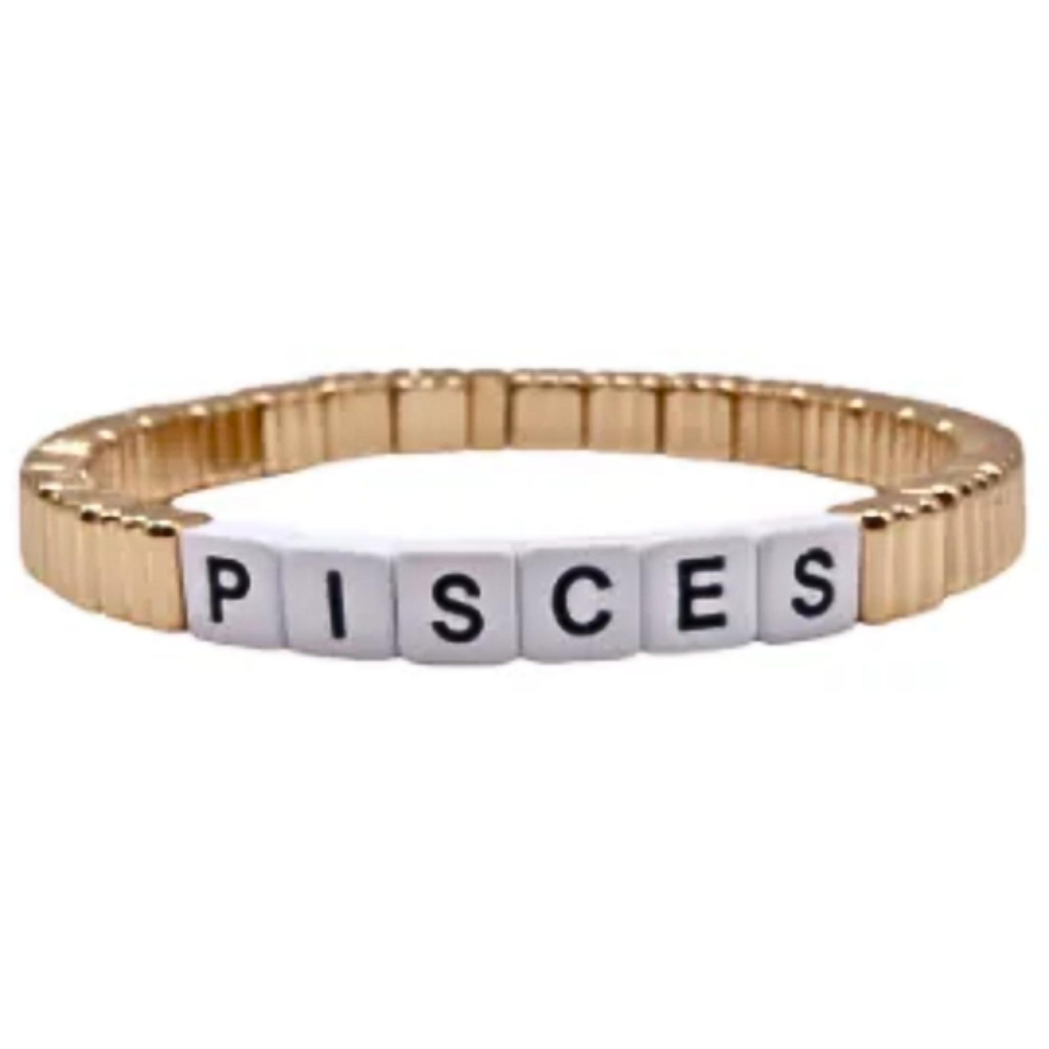Gold line bracelet featuring stackable design with Zodiac sign charms by la lumiere ny.