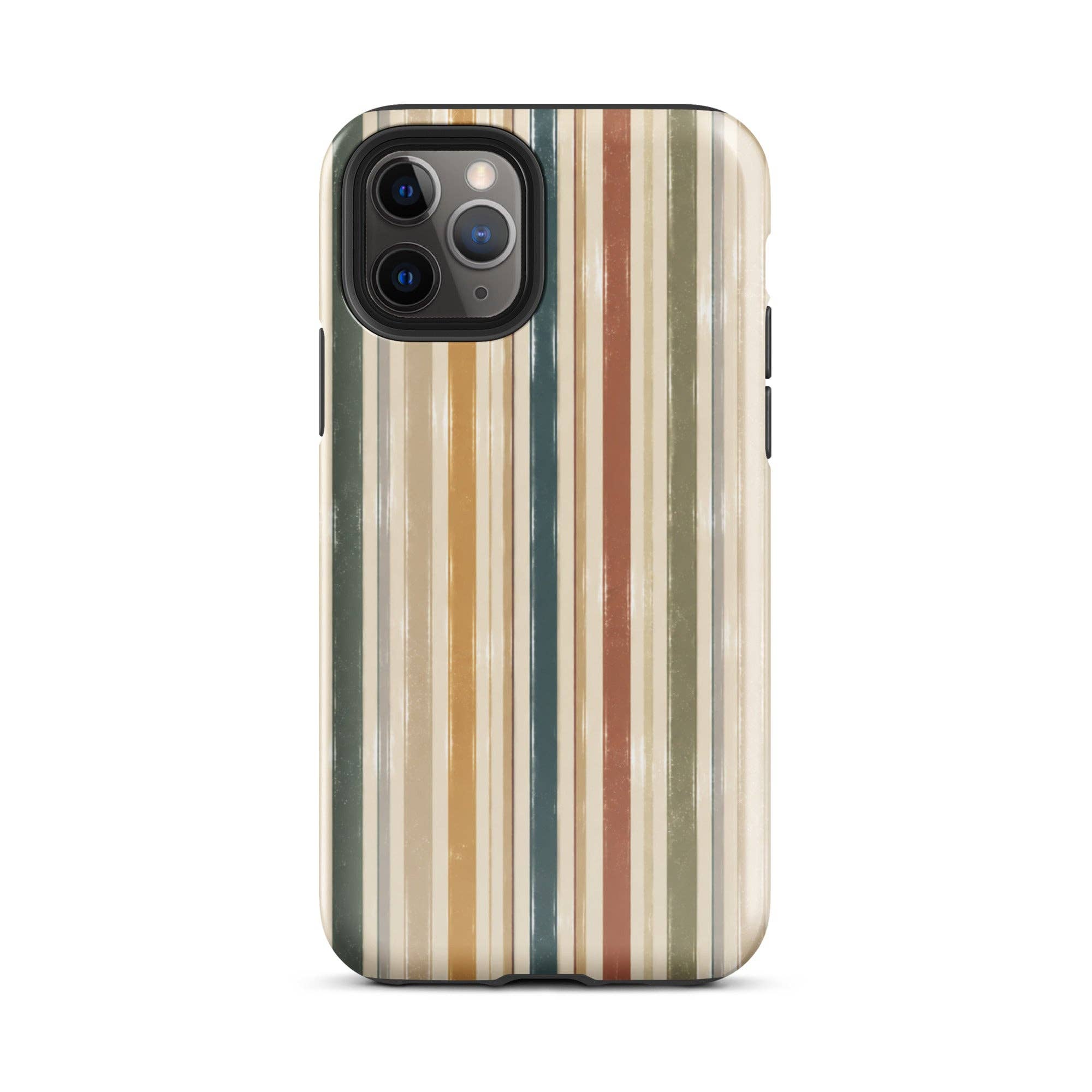 Green Tan Turquoise Stripe iPhone Case