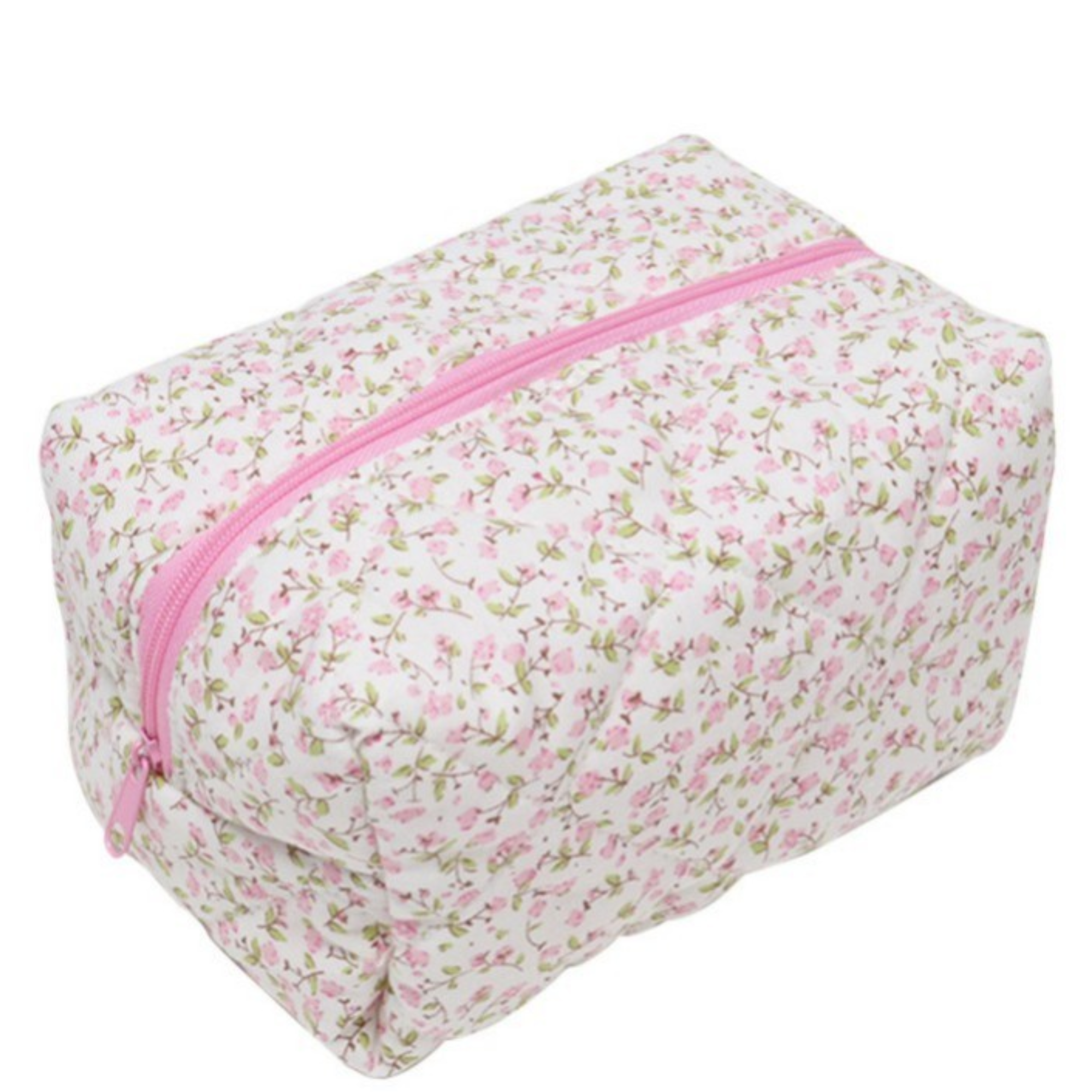Floral Quilted Cotton Cosmetic Pouch
