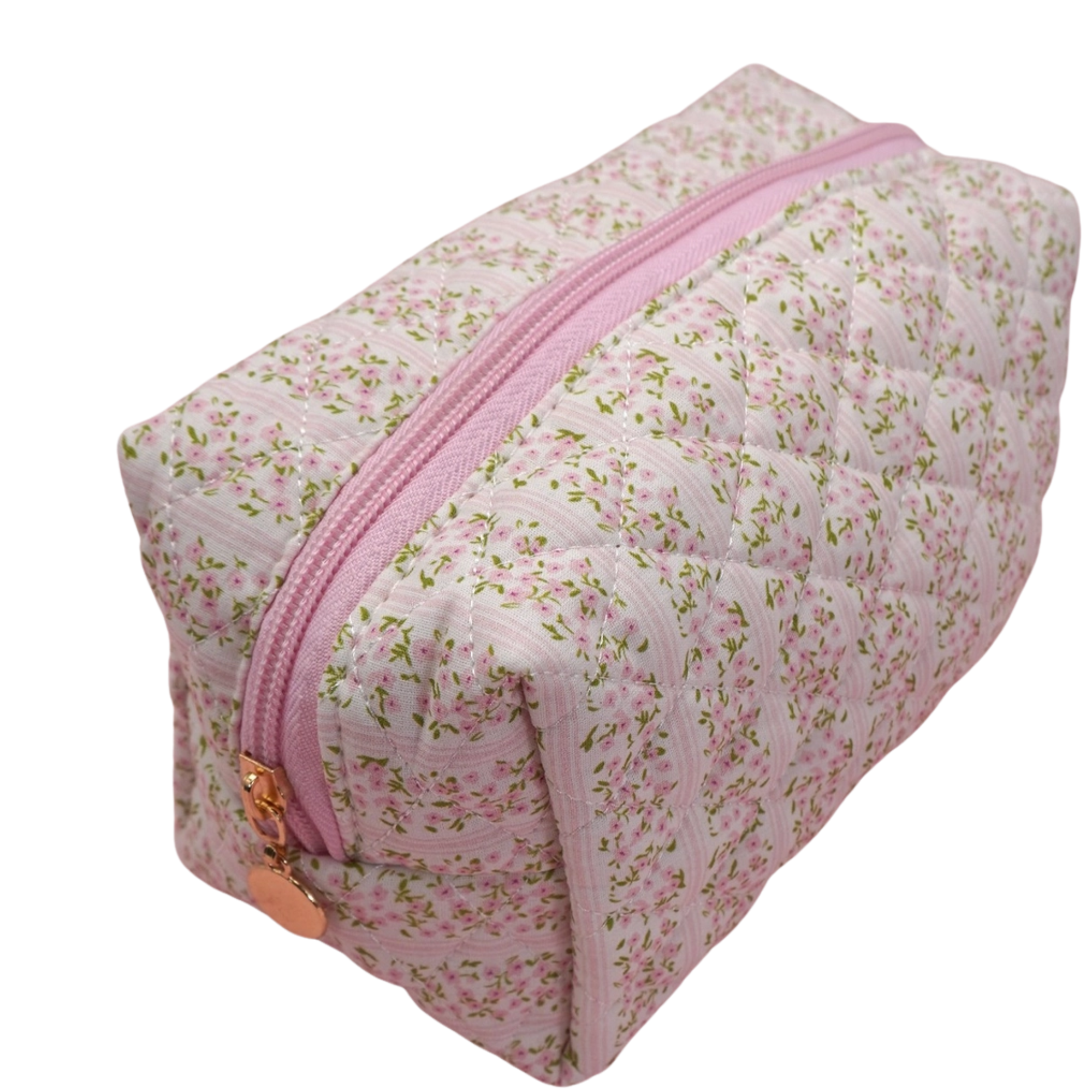 Floral Quilted Cotton Cosmetic Pouch