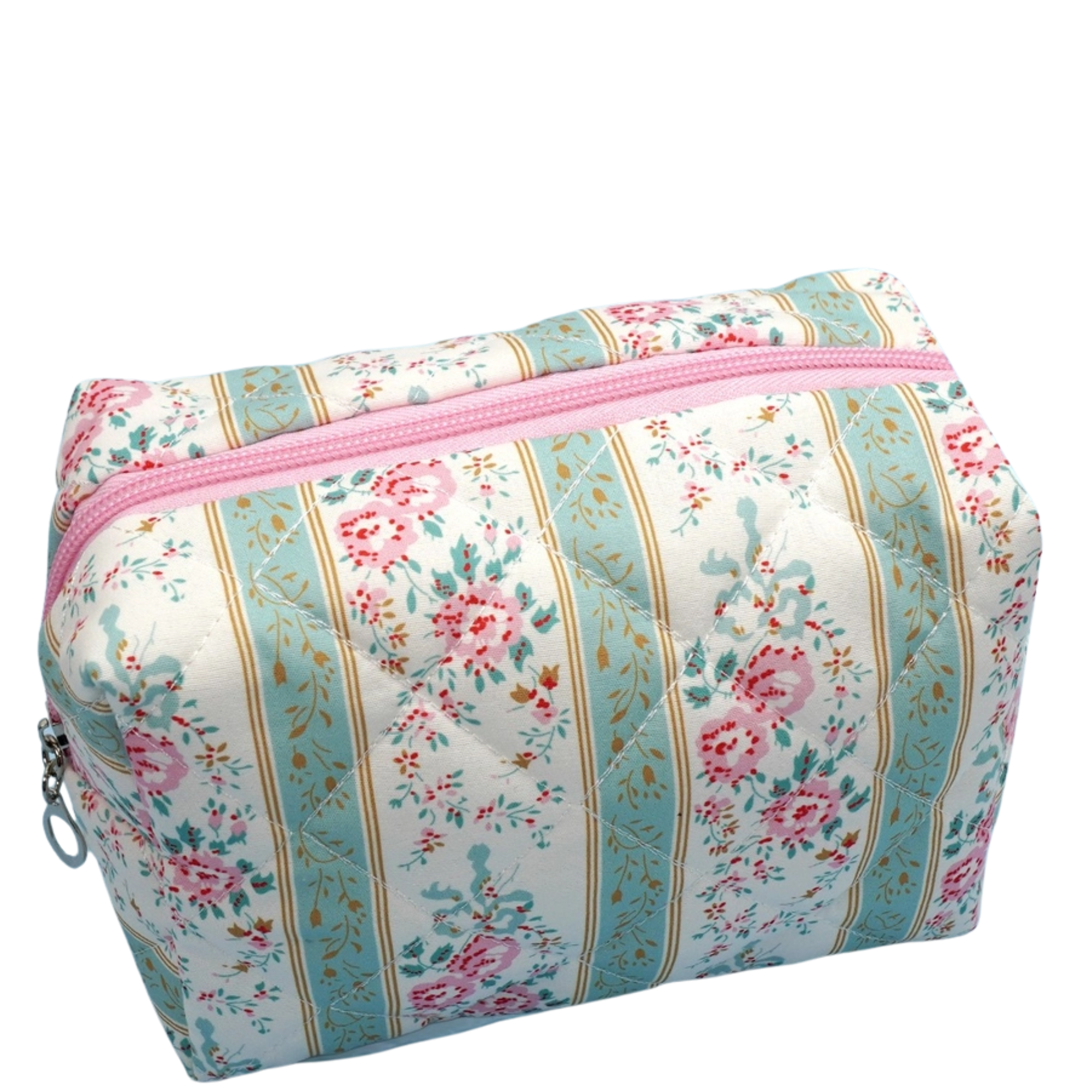 Floral Quilted Cotton Cosmetic Pouch