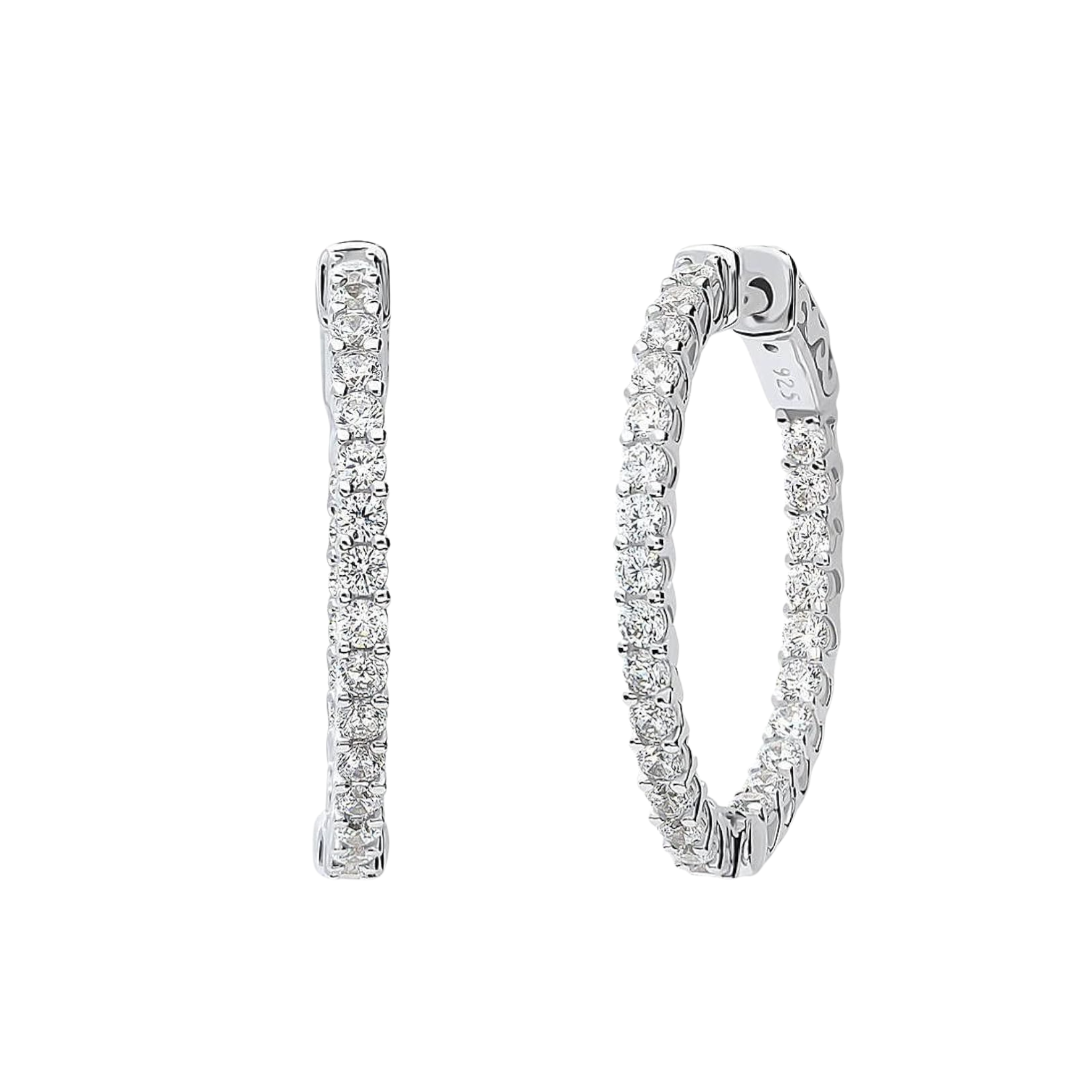 Medium CZ Sterling Silver Hoops - Let's Bag It 