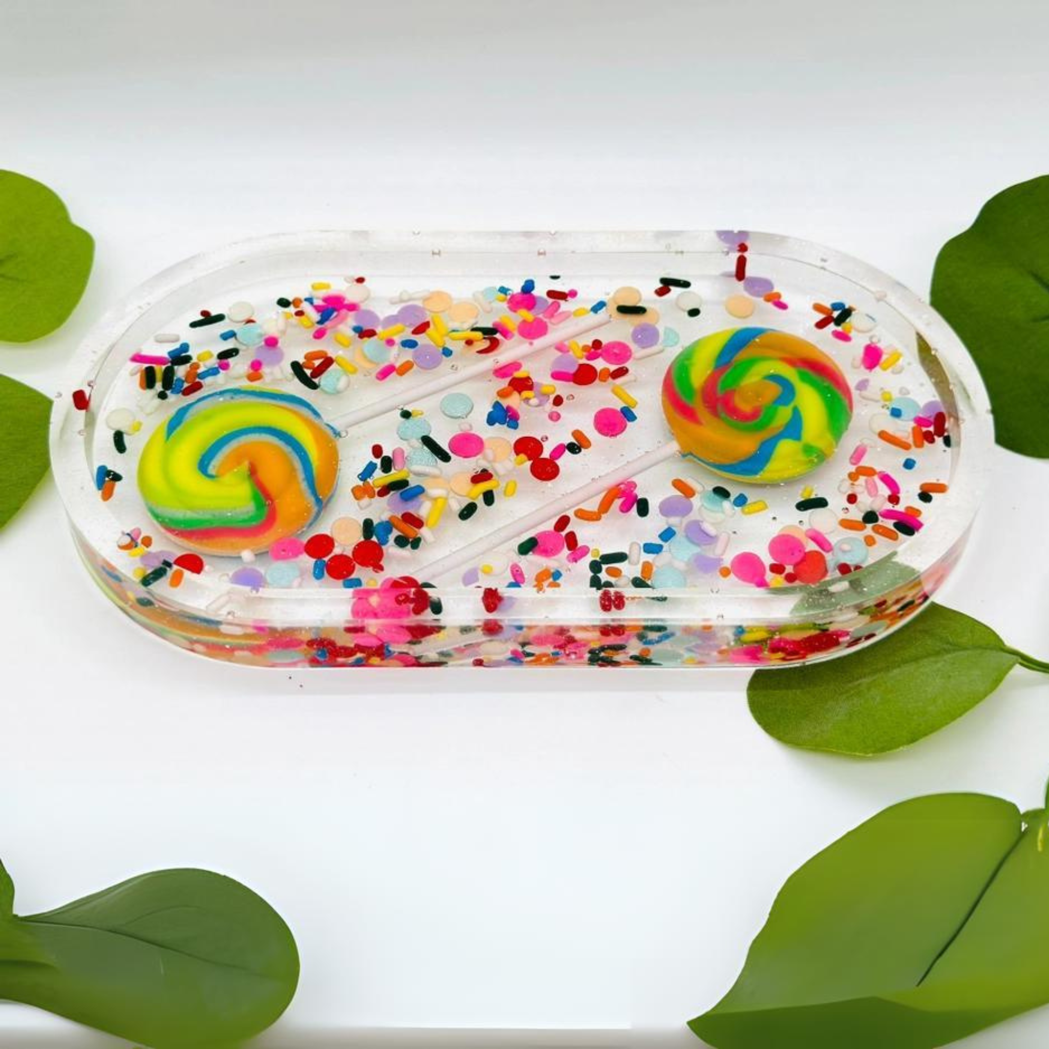 Pinwheel & Sprinkle Candy Oval Tray